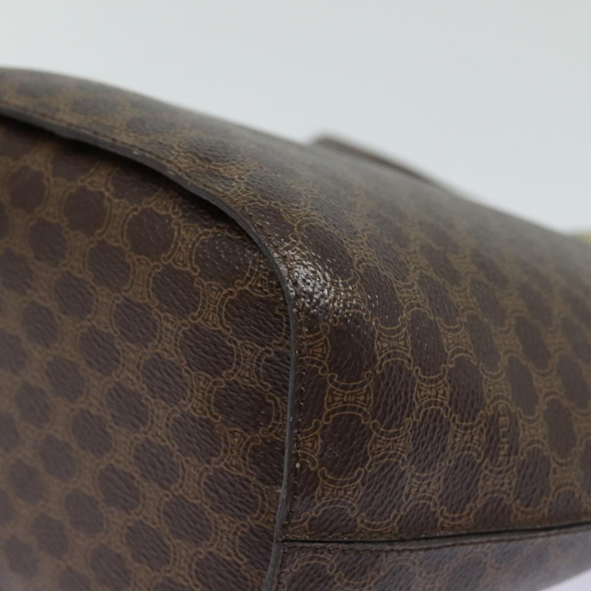 CELINE Macadam Canvas Shoulder Bag Pvc Leather Brown Gold - 10