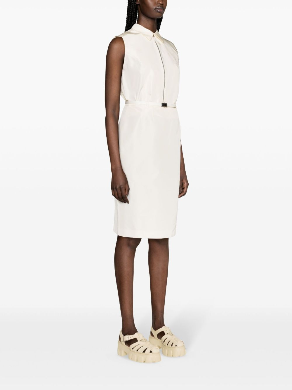 logo-buckle straight faille skirt - 3