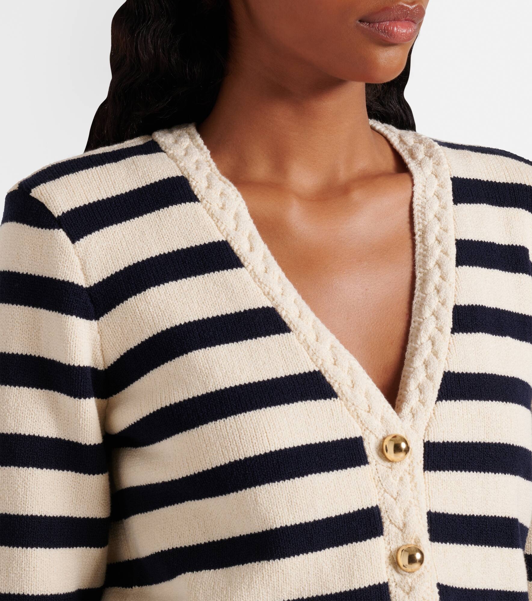 Harbor striped cotton-blend cardigan - 4