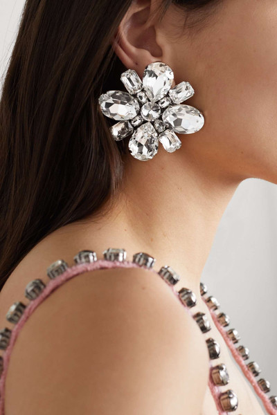 Alessandra Rich Silver-tone crystal clip earrings outlook