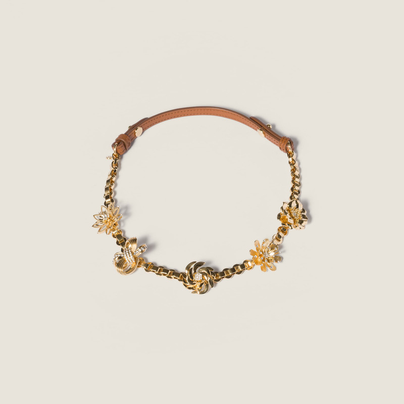 Metal and leather necklace 1