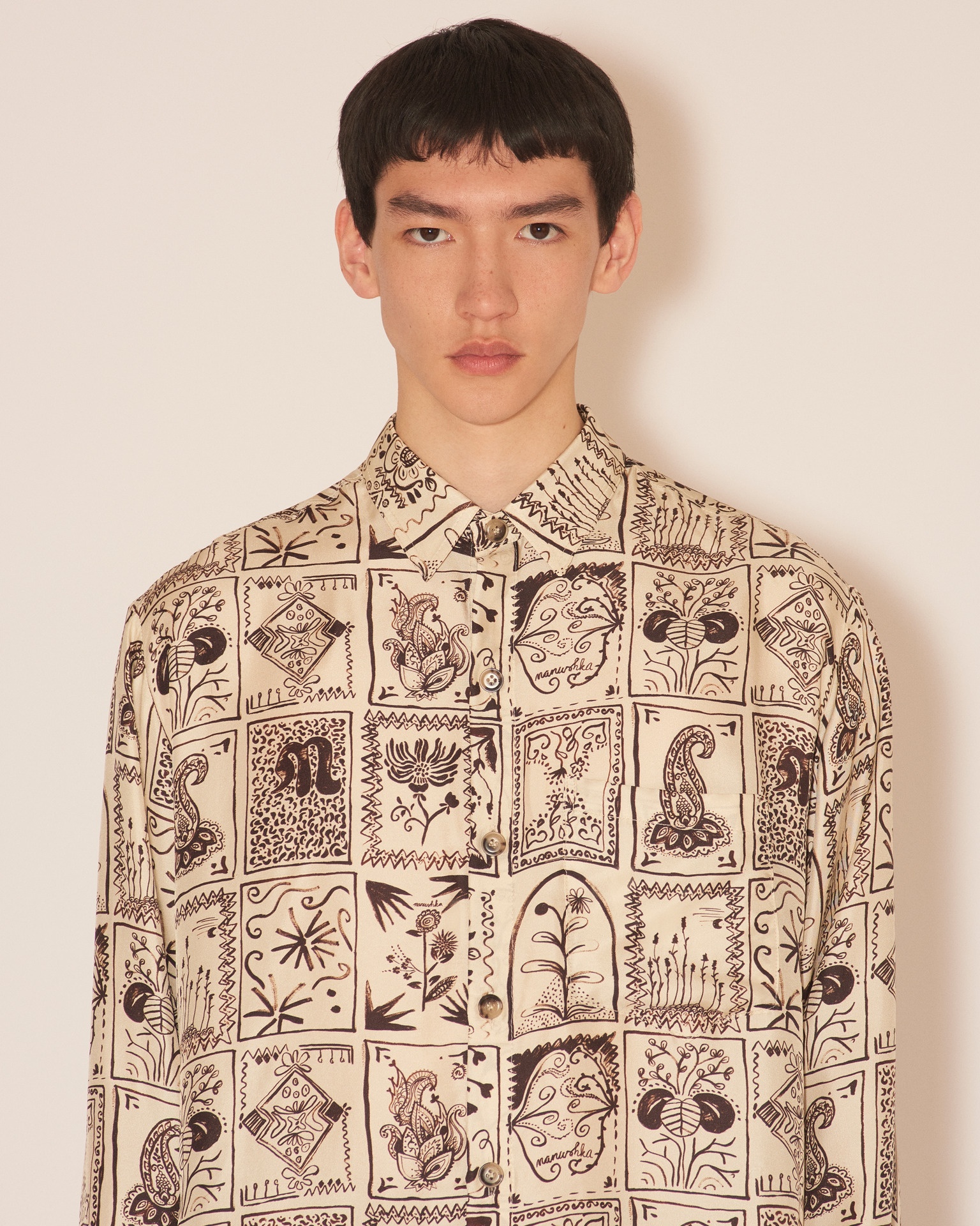 JARI - Laser cut shirt - Creme - 5