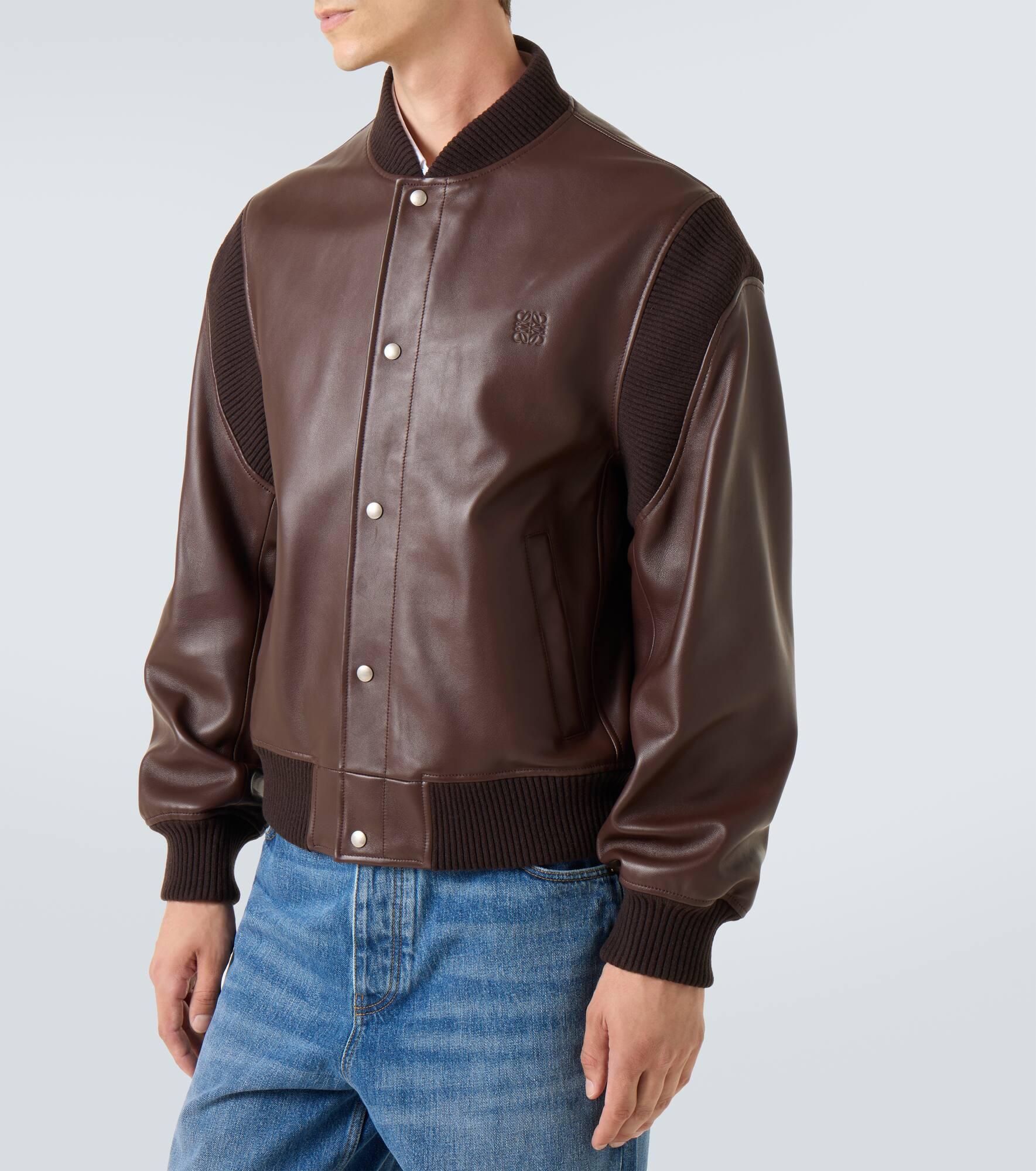 Anagram leather bomber jacket - 3