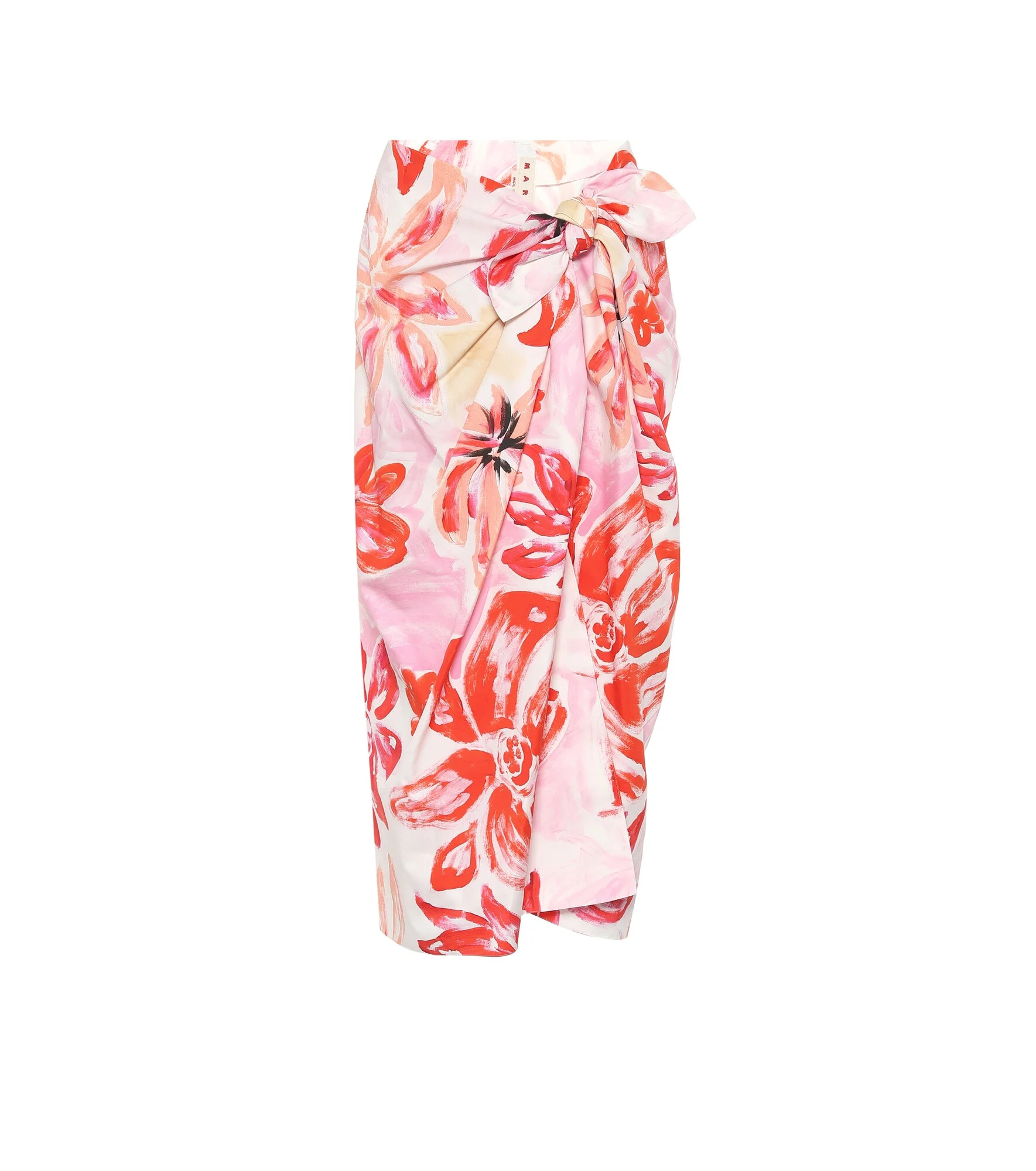 Floral cotton-blend midi wrap skirt - 1