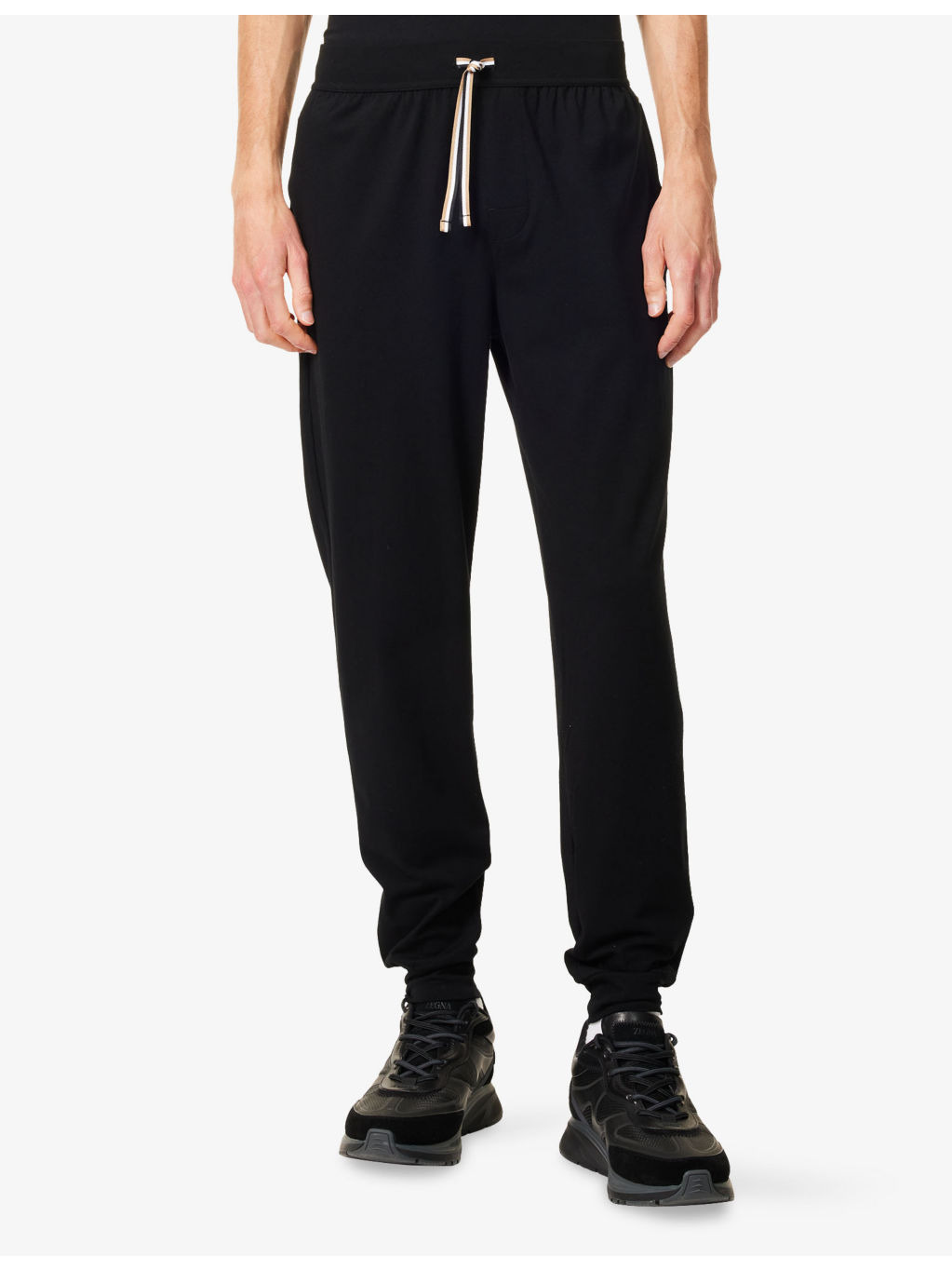 Unique Ribbed-Cuffs Stretch-Cotton Jogging Bottoms - 3