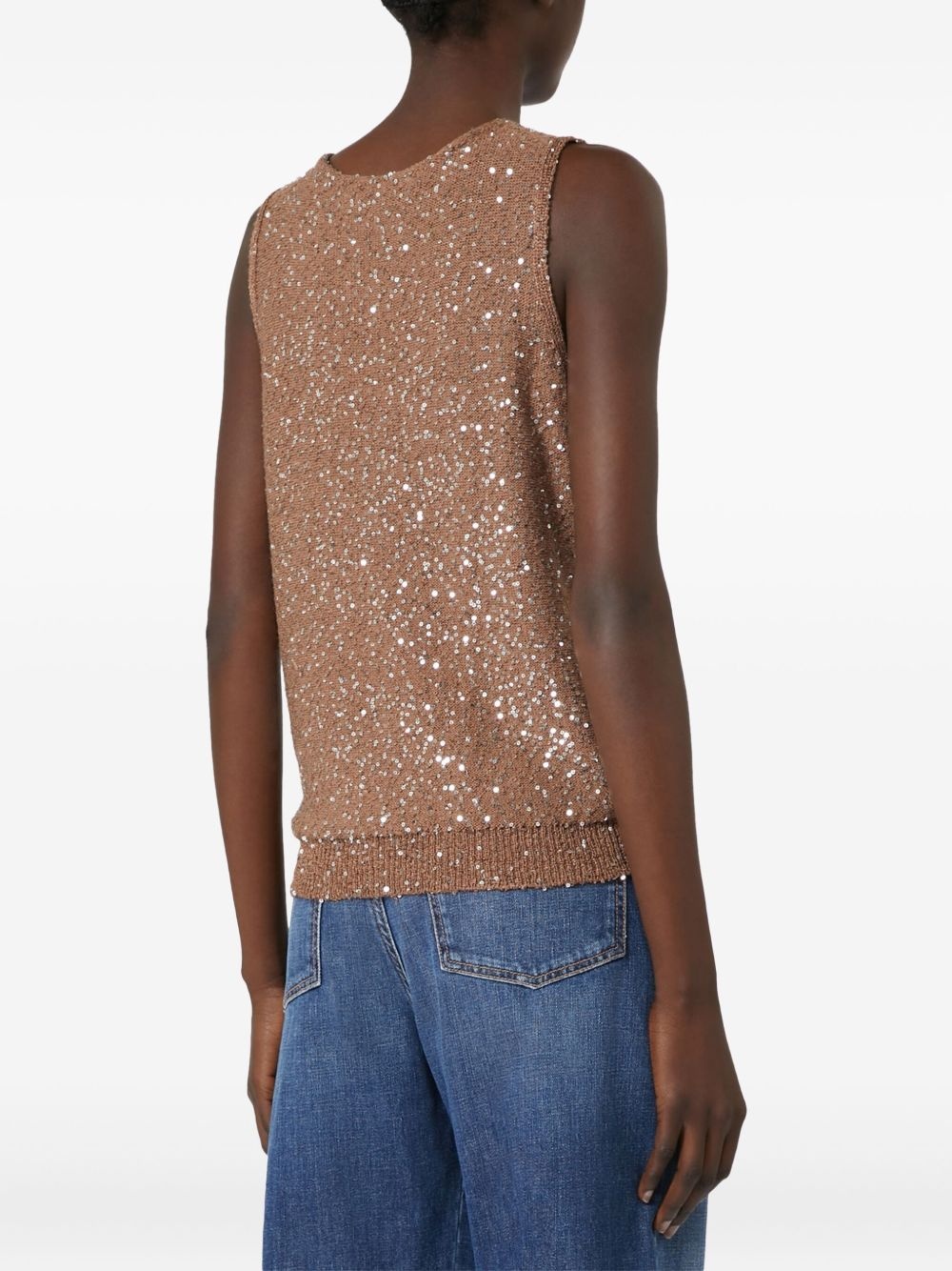 sequin-embellished v-neck top - 2