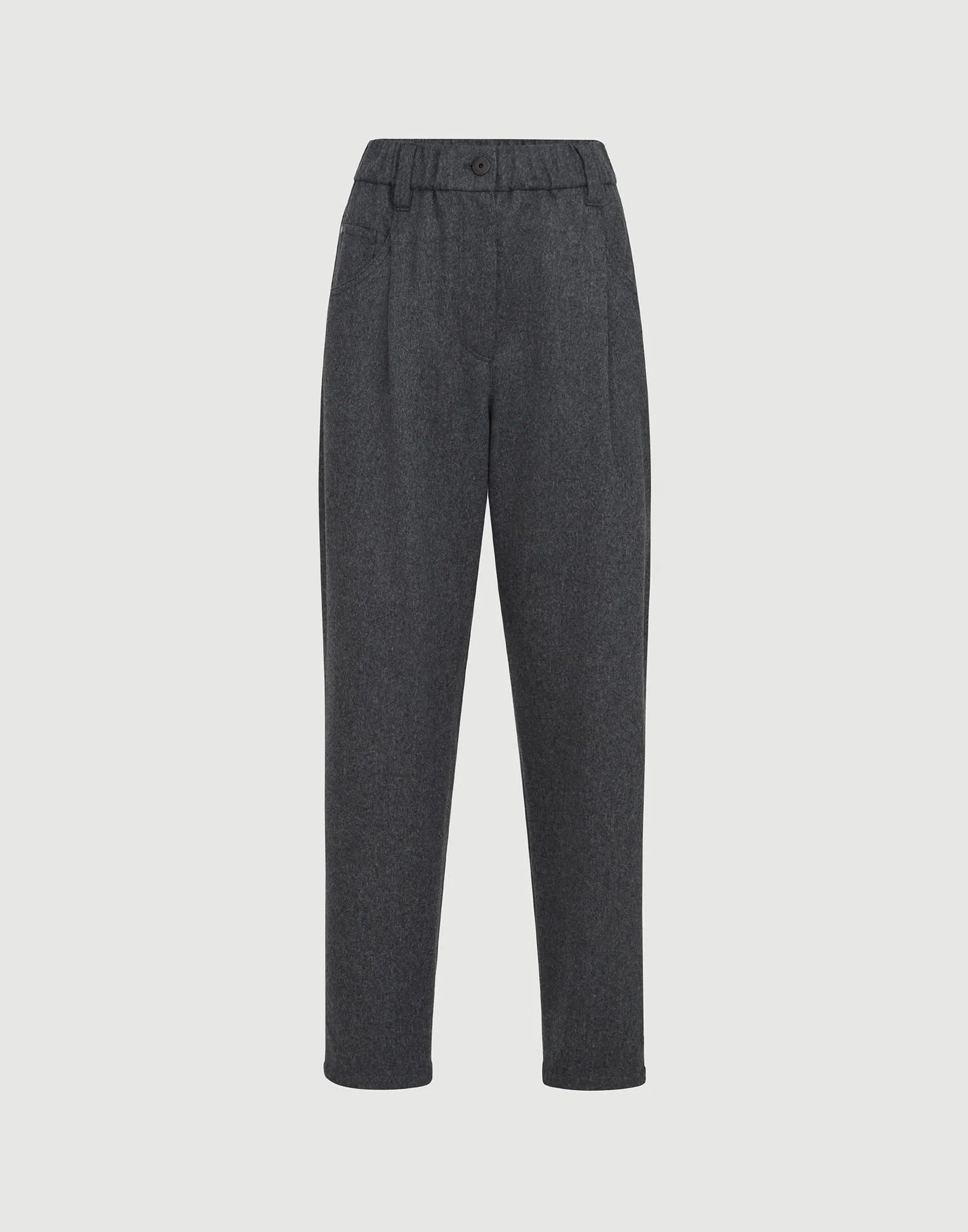 Wool flannel baggy trousers with monili - 1