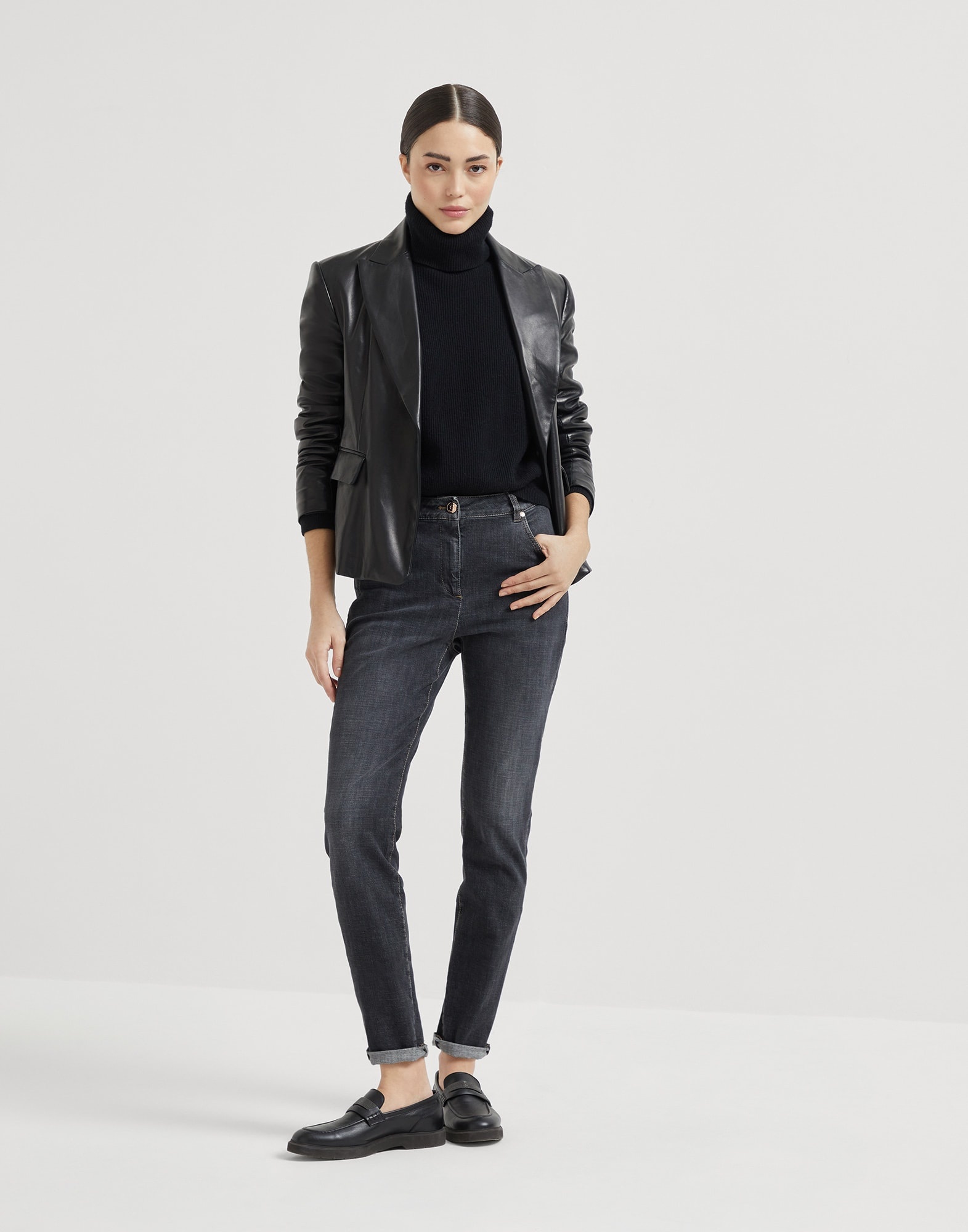 Virgin wool, cashmere and silk English rib turtleneck sweater - 5
