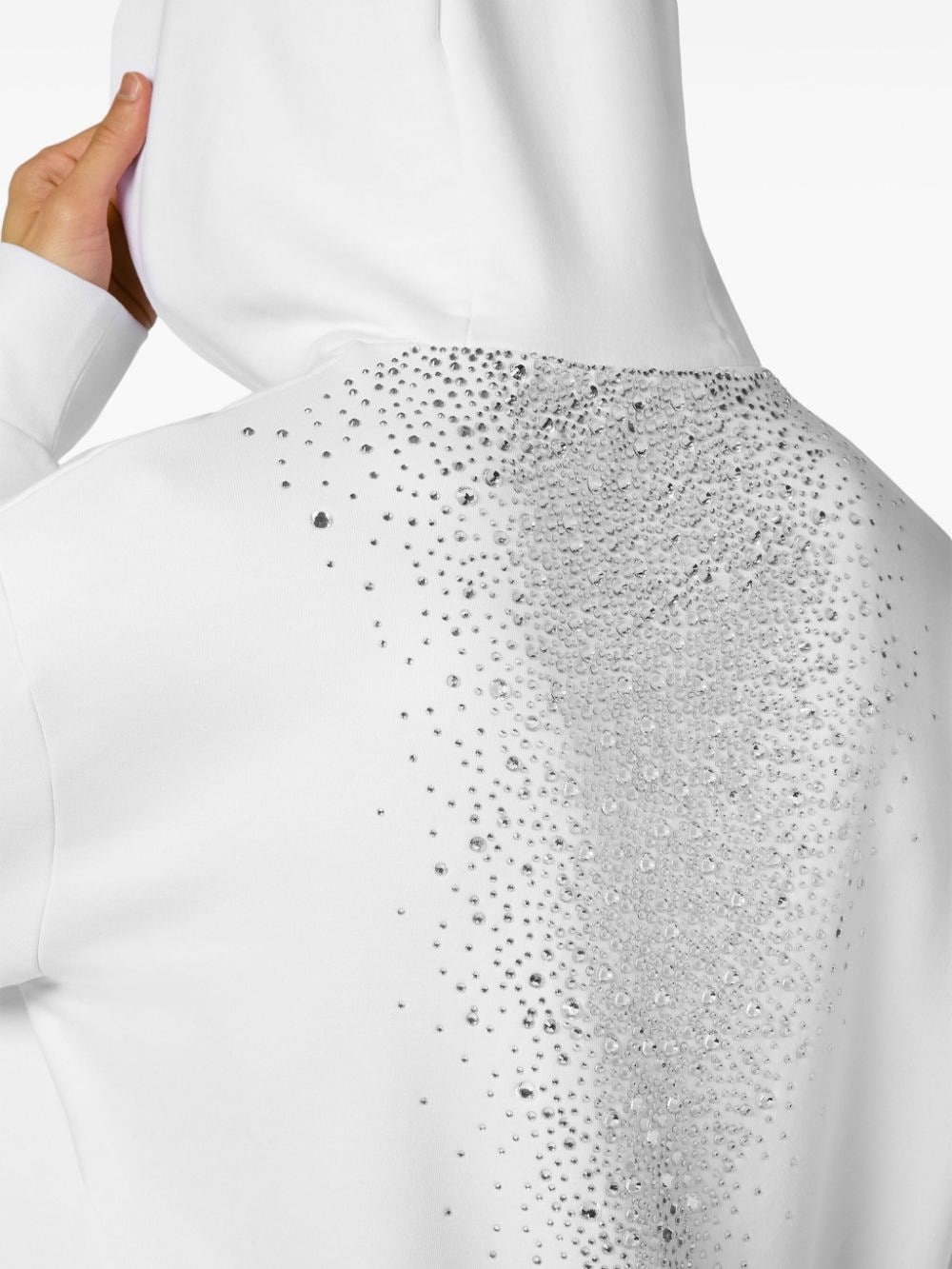 rhinestone-embellished cotton hoodie - 4