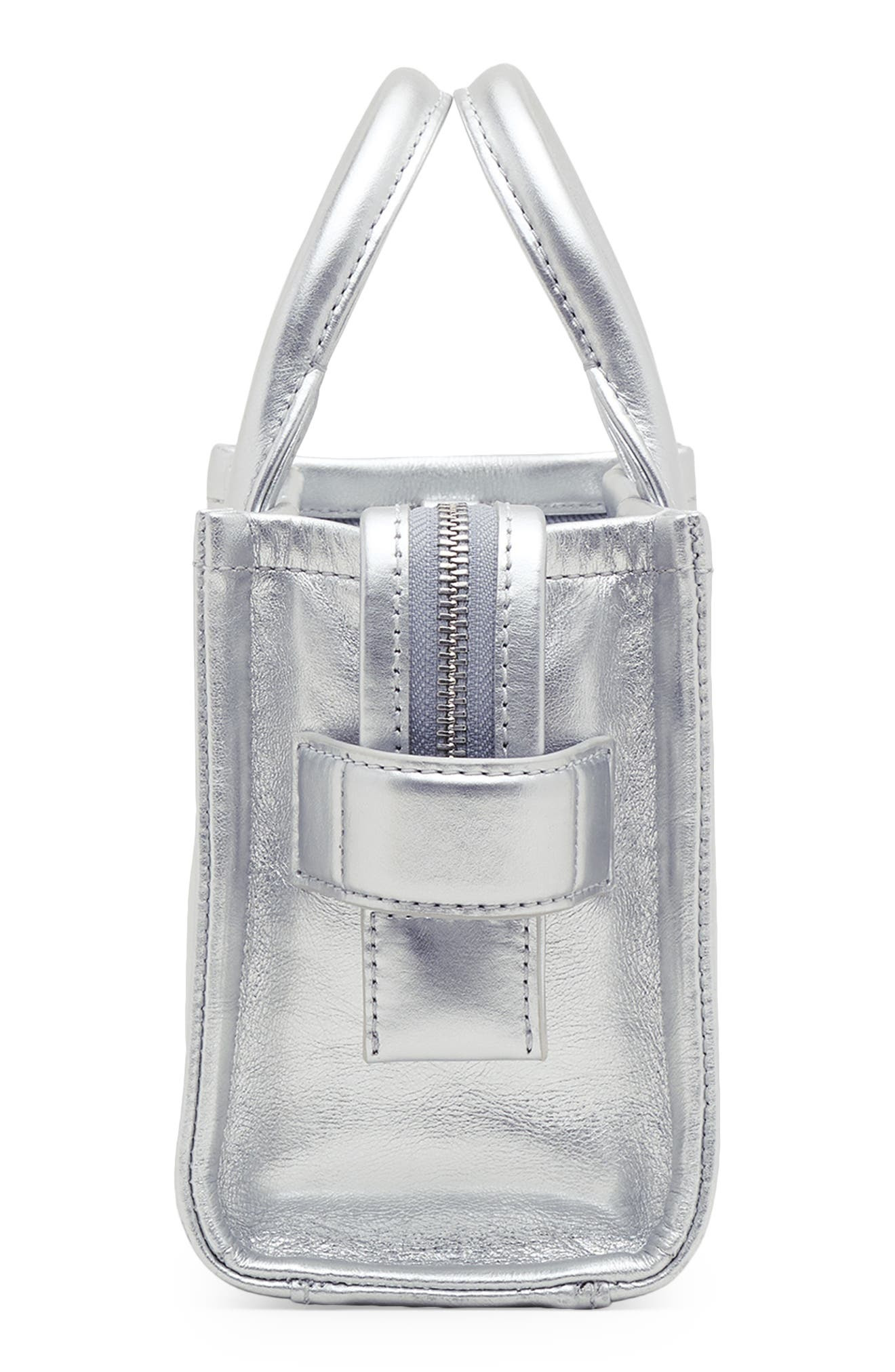 Marc Jacobs The Metallic Leather Crossbody Tote Bag in Silver at Nordstrom - 7