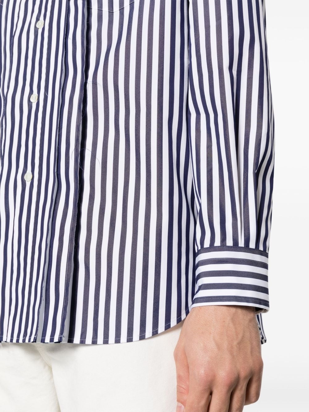 pintuck-detailing striped shirt - 5