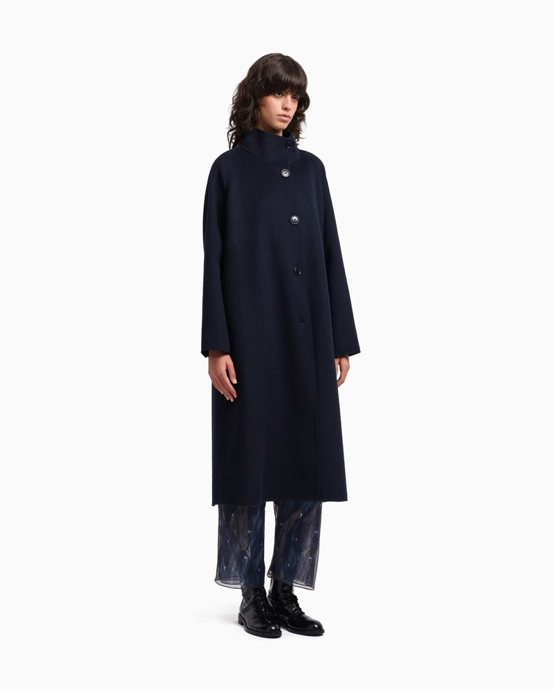 EMPORIO ARMANI MOCK-NECK WOOL-BLEND COAT WITH MATCHING BELT outlook