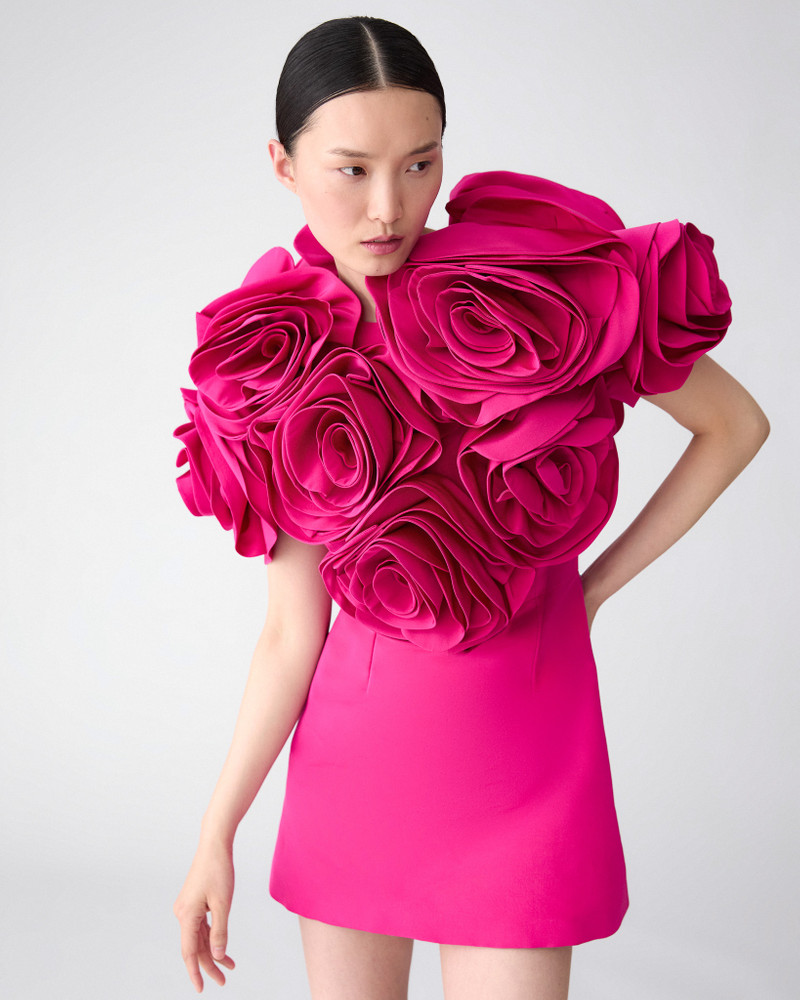 CAROLINA HERRERA Draped Flower Mini Dress outlook