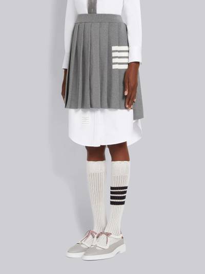 Thom Browne Light Grey Pique Stitch Cotton 4-Bar Dropped Back Pleated Mini Skirt outlook