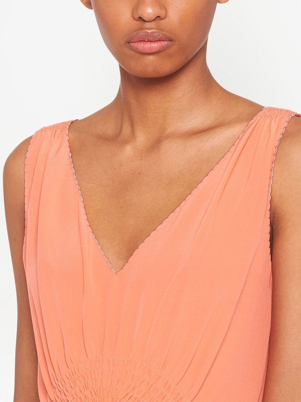 gathered-bodice silk dress - 5