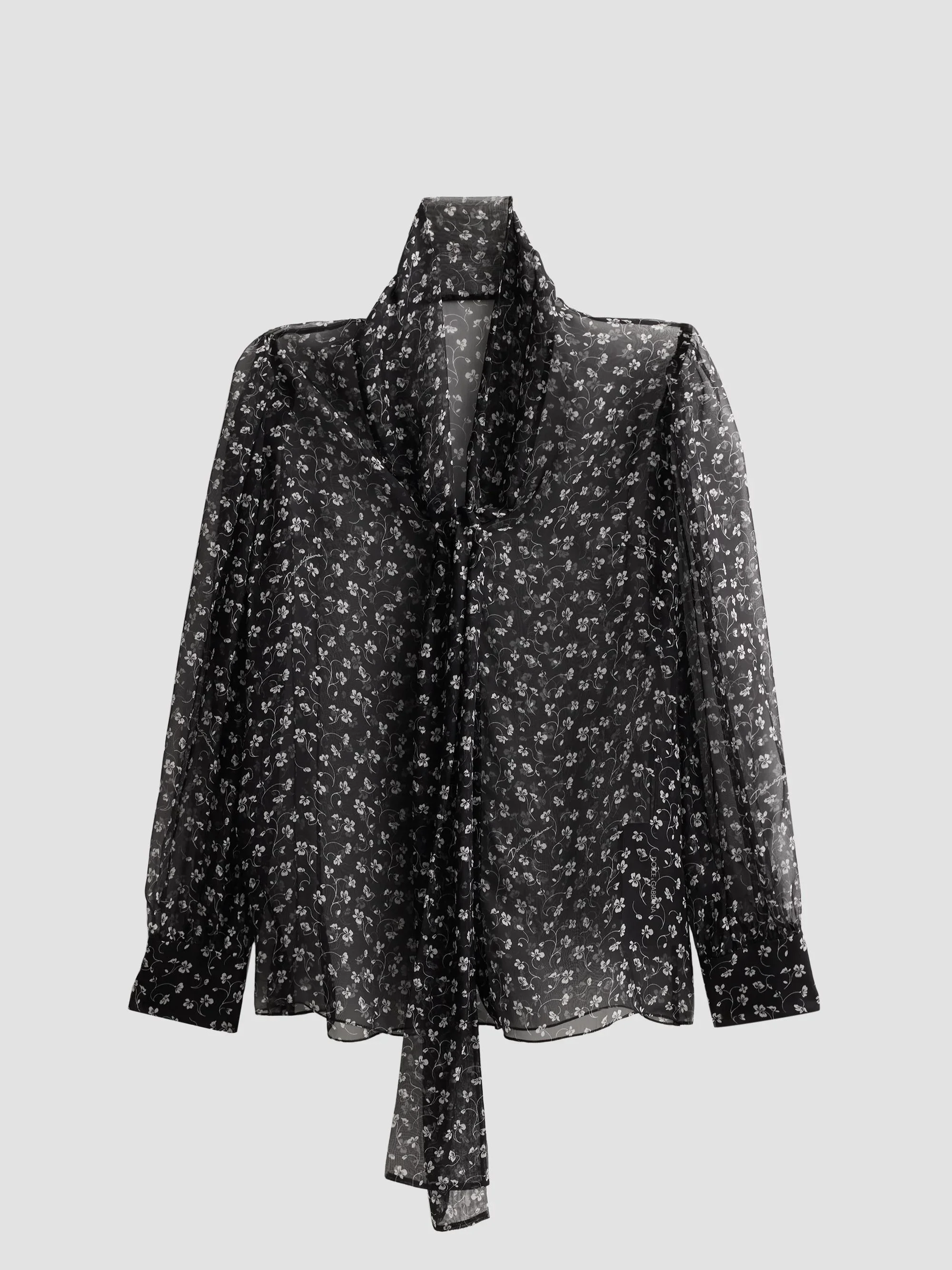 Women's Silk Chiffon Blouse - Quadrifoglif Nero - 1