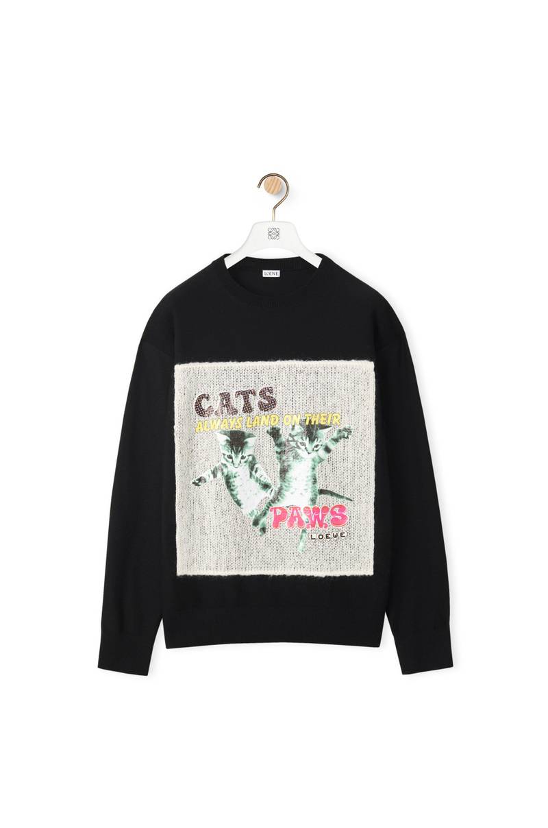 Printed mohair panel sweater in wool 1