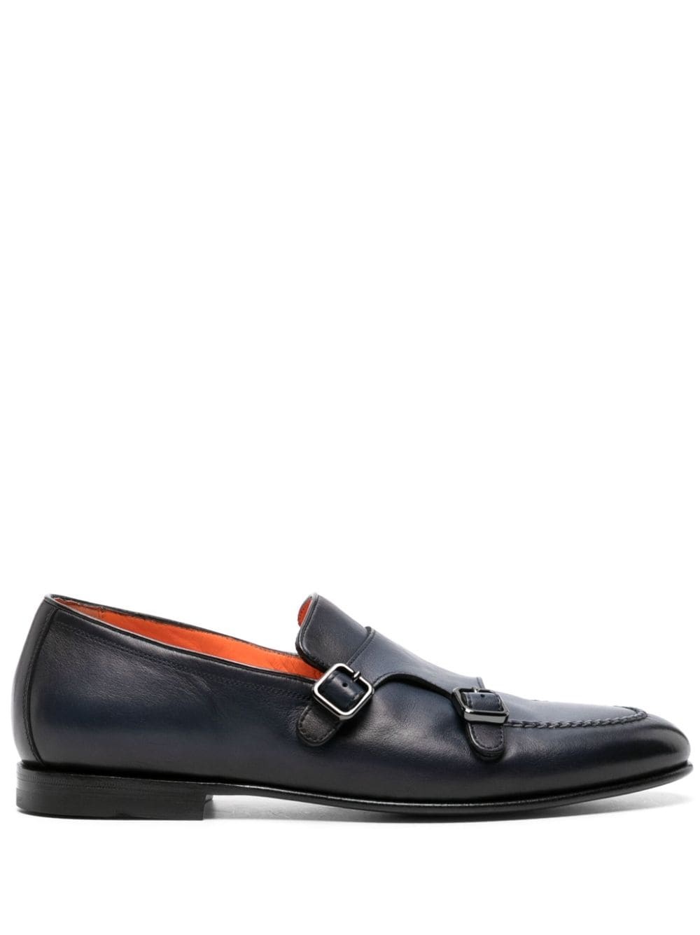 double-buckle leather monk shoes - 1