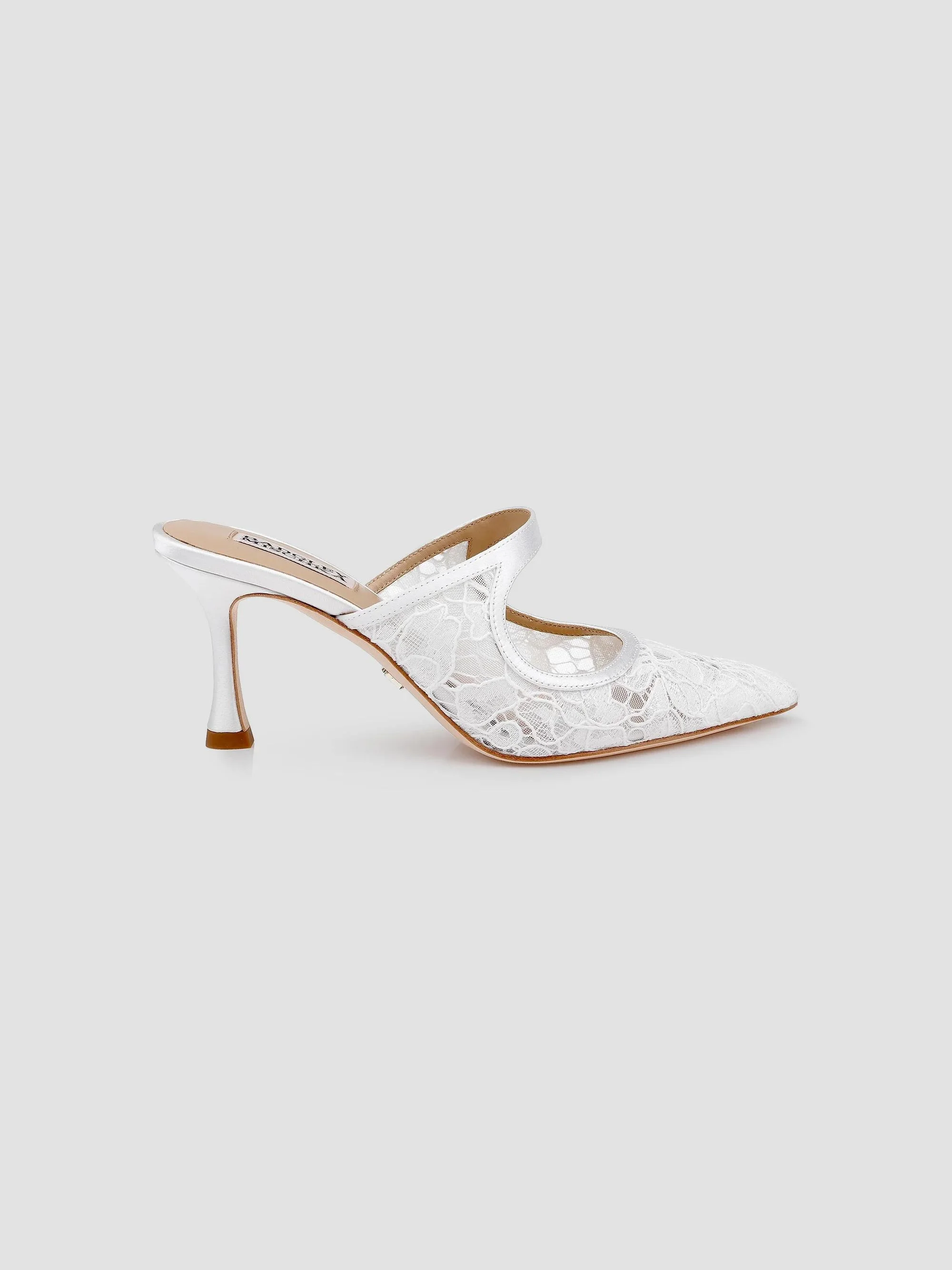 Women's Oaklyn 75MM Lace Mules - White Satin - 1