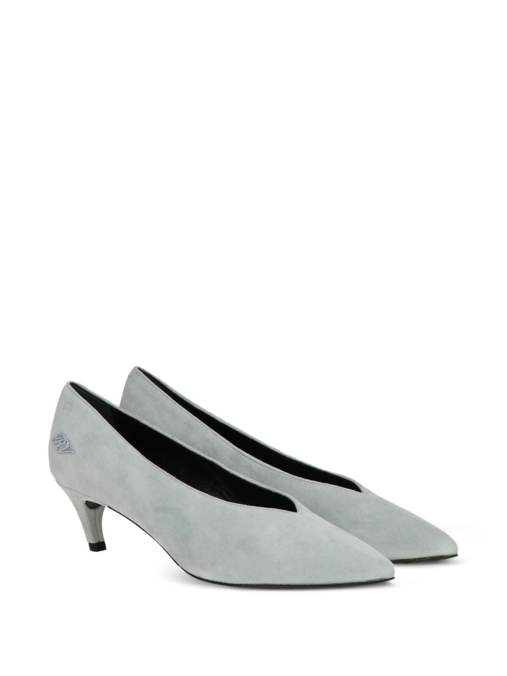 V-neck pointed-toe suede pumps - 2