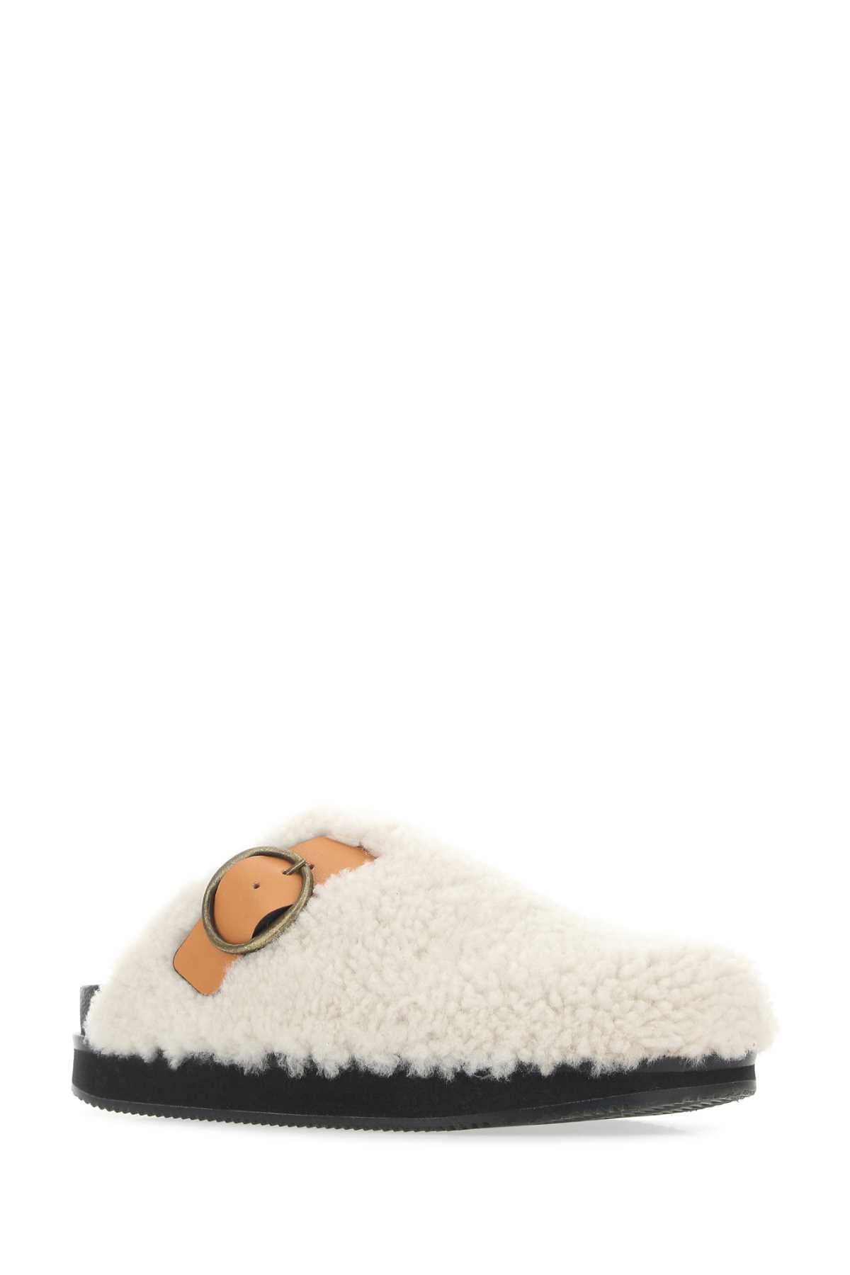 Isabel Marant Women Ivory Shearling Footb Slippers - 2