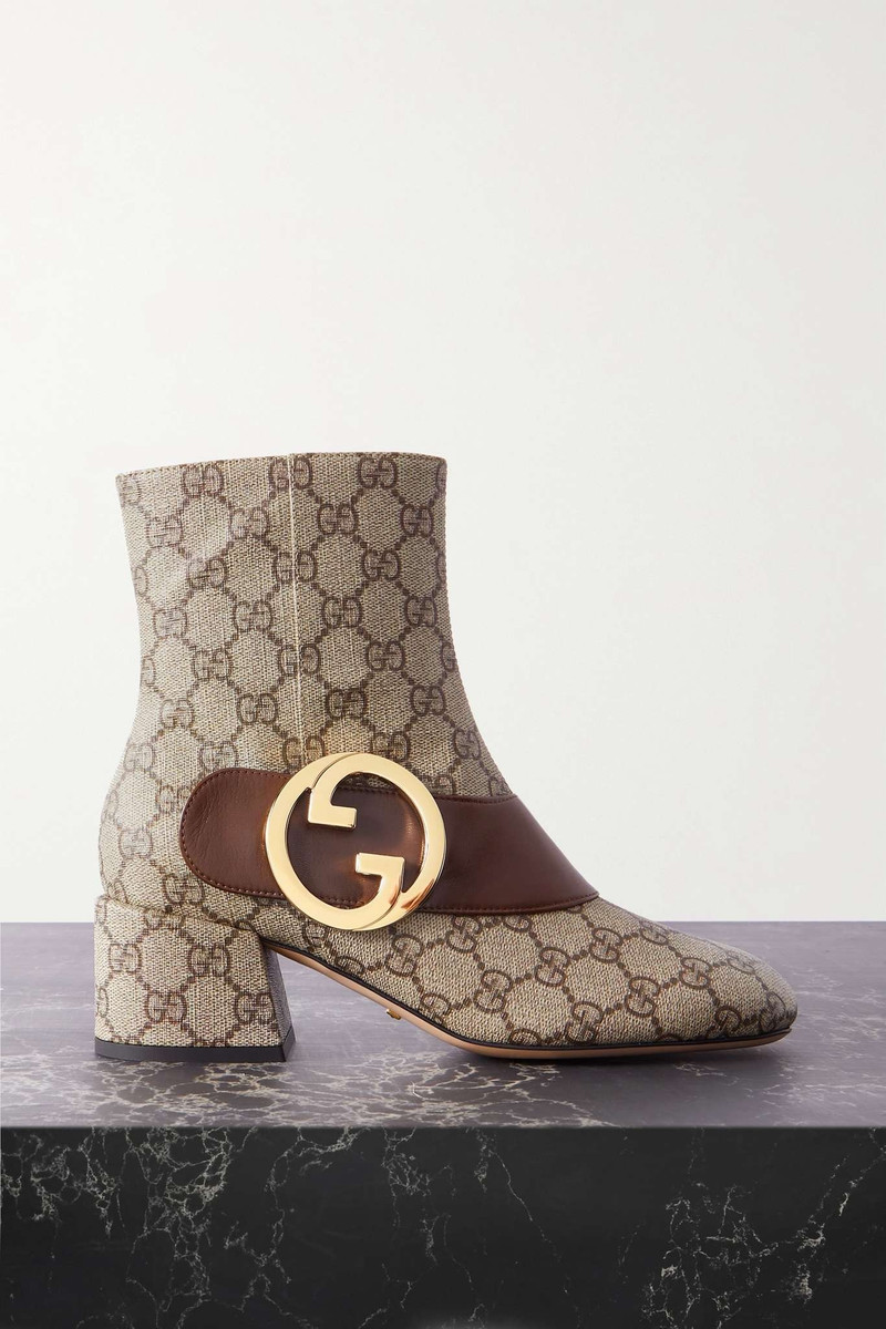 Blondie embellished leather-trimmed coated-canvas ankle boots - 1