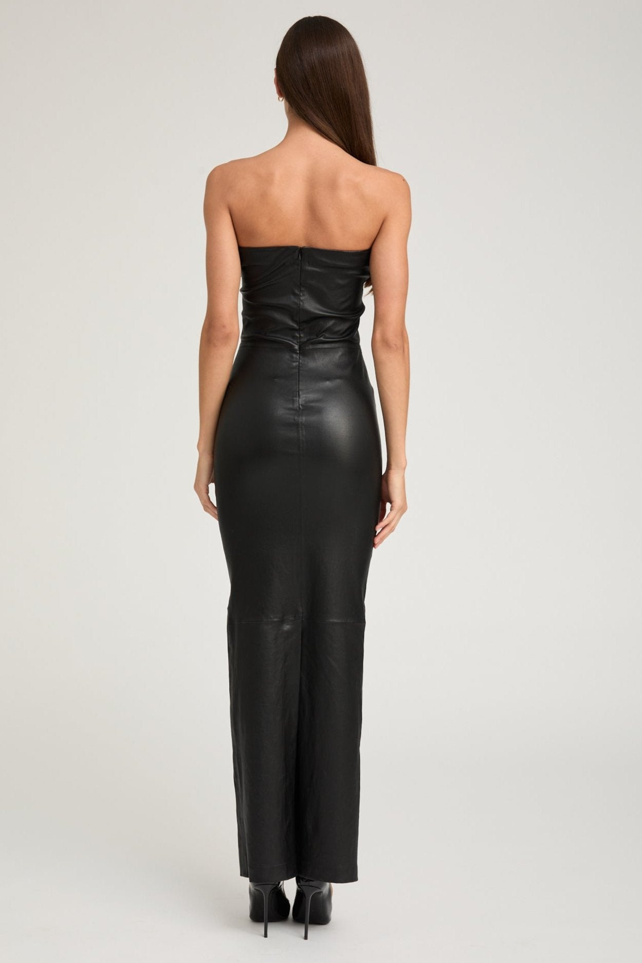 BLACK LEATHER GOWN - 4