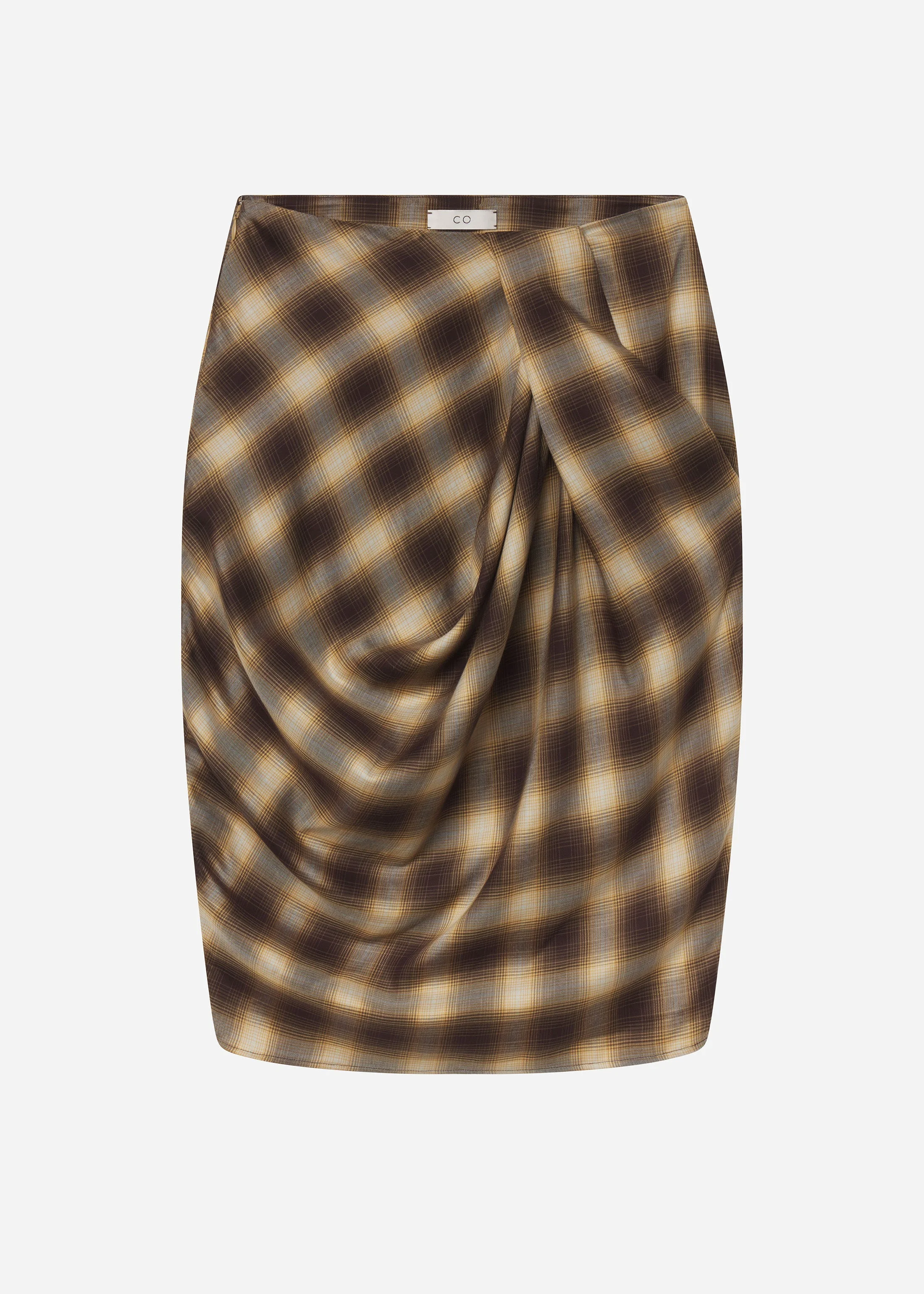 Draped Skirt in Tencel Plaid - 1