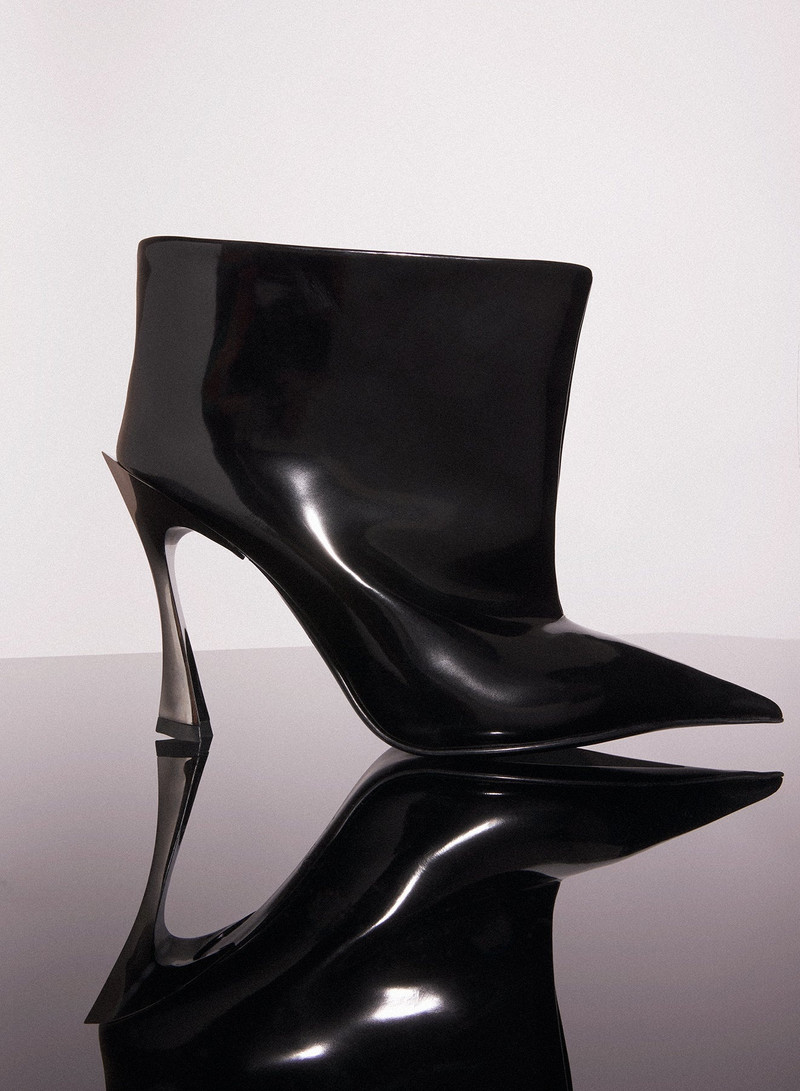 black shiny leather fang 95 ankle boots - 1