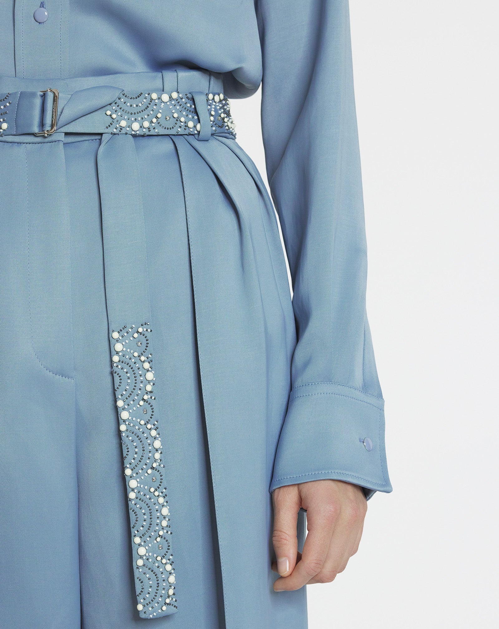 EMBROIDERED WIDE-LEG PANTS - 5
