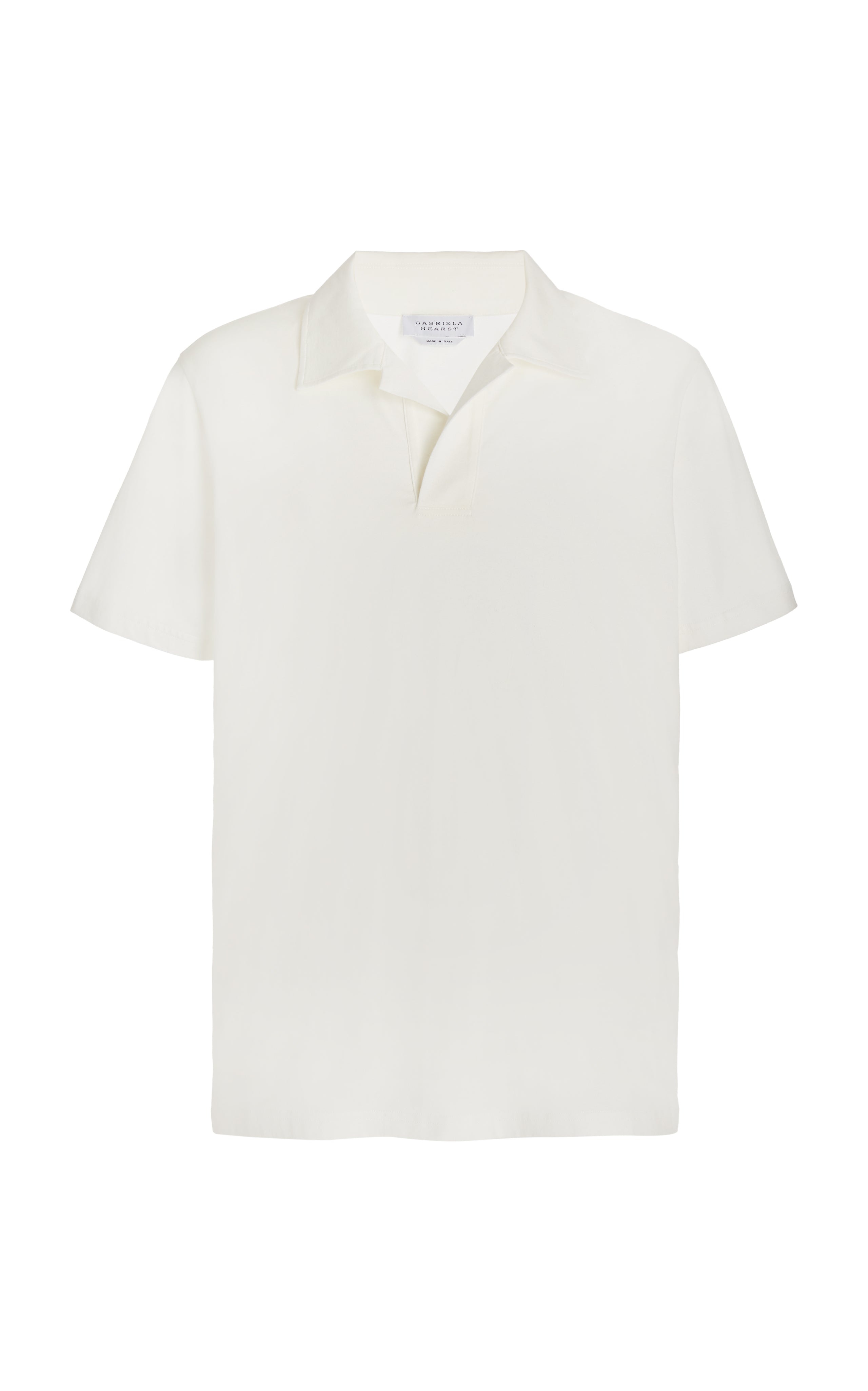 Jaime Short Sleeve Polo in White Cotton - 1