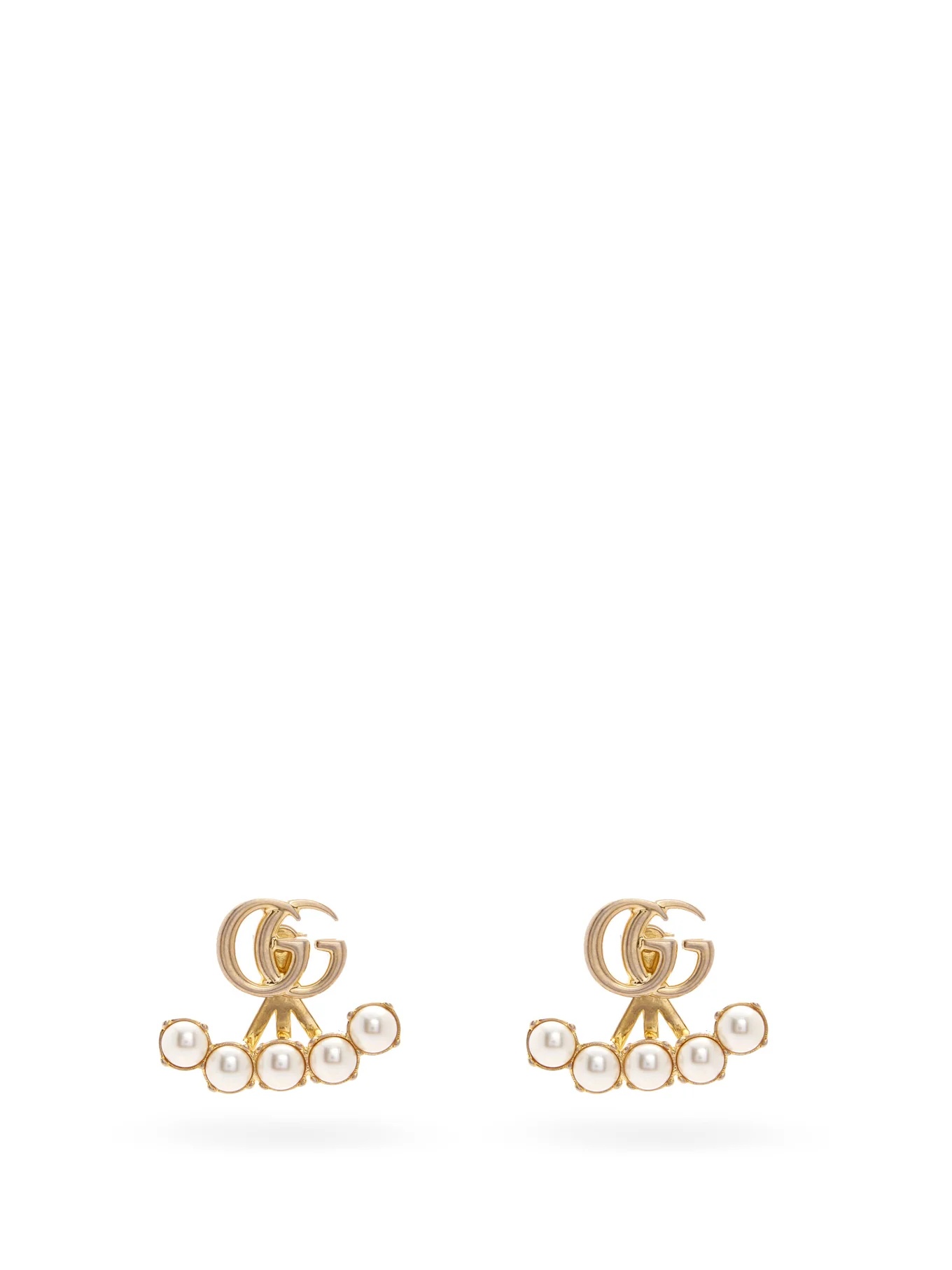 GG-logo and detachable faux-pearl earrings - 1