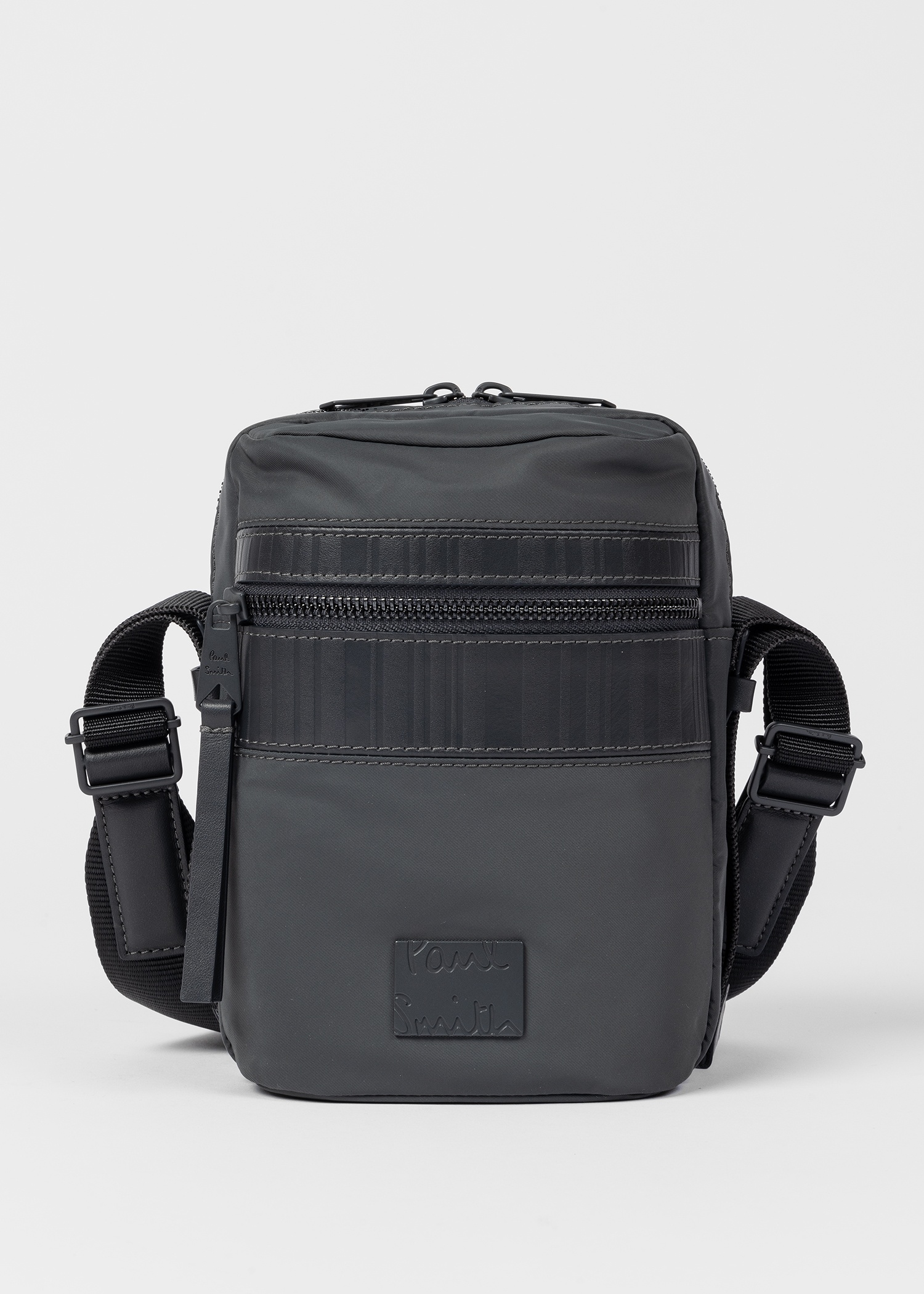 Slate Grey 'Shadow Stripe' Trim Flight Bag - 7