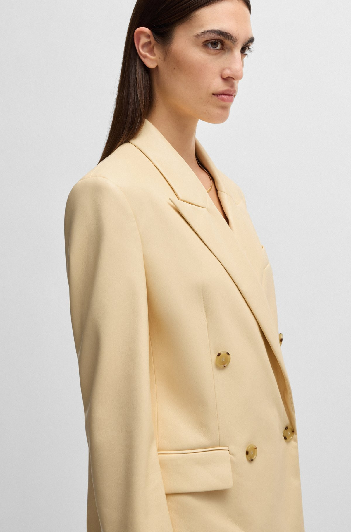 REGULAR-FIT DOUBLE-BREASTED BLAZER IN FAUX LEATHER - 6