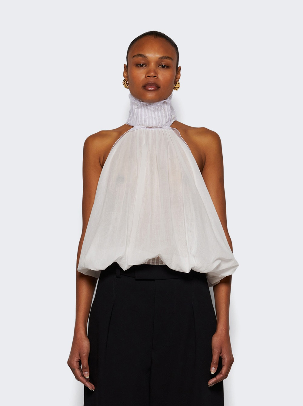 Vanished Pintucked Halter Top White - 2
