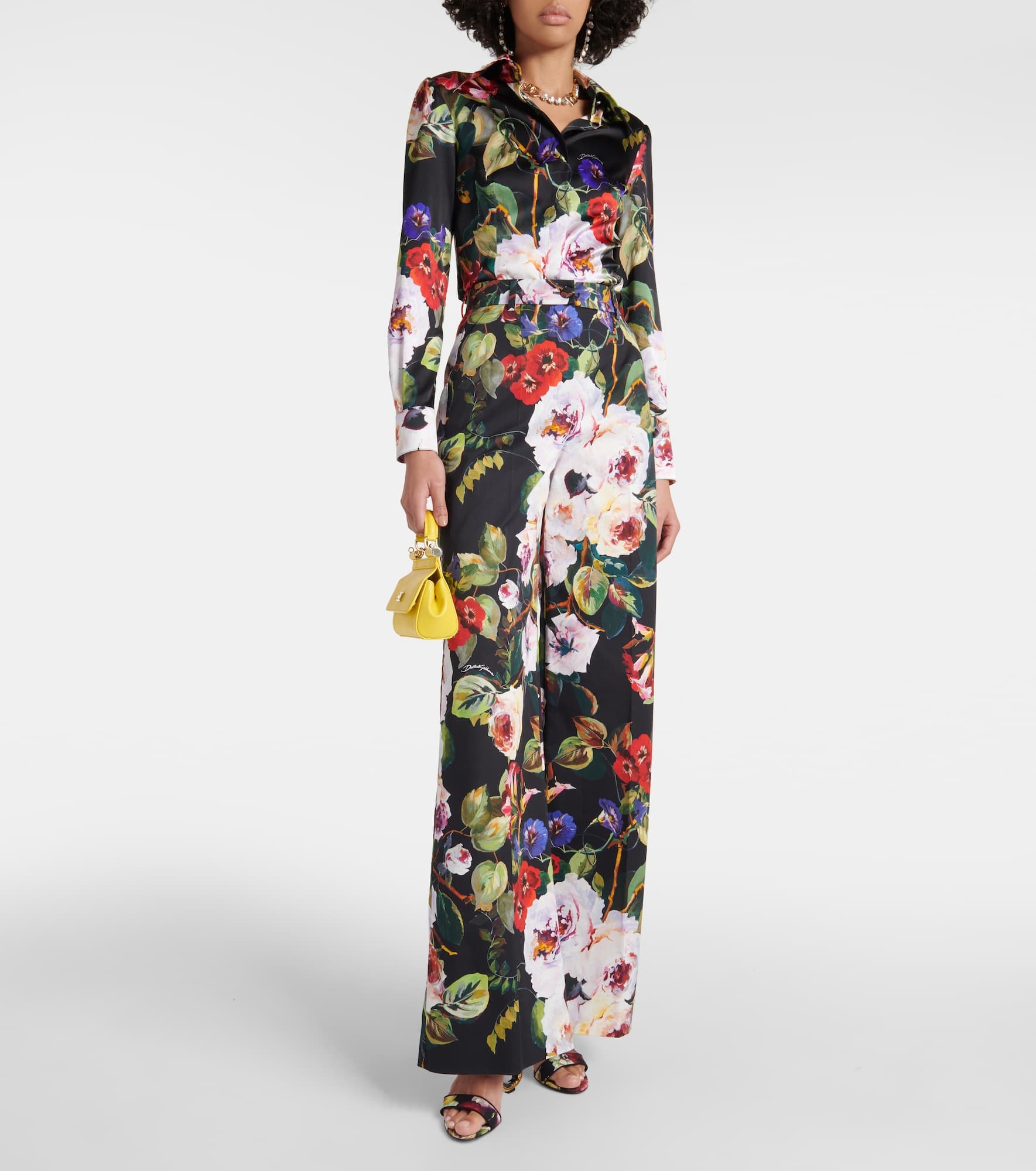 Floral cotton-blend wide-leg pants - 2