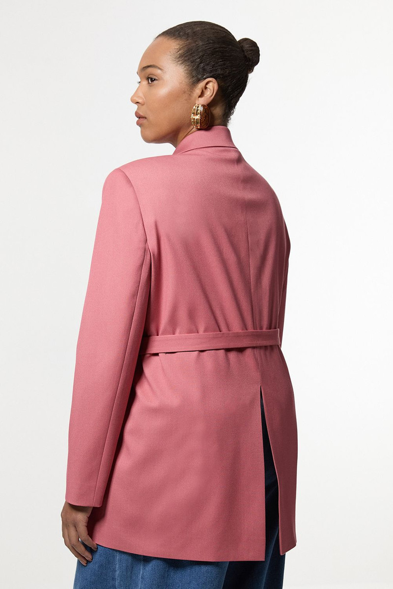 Plus Size Soft Tie Back Detail Tailored Single Breasted Blazer 5