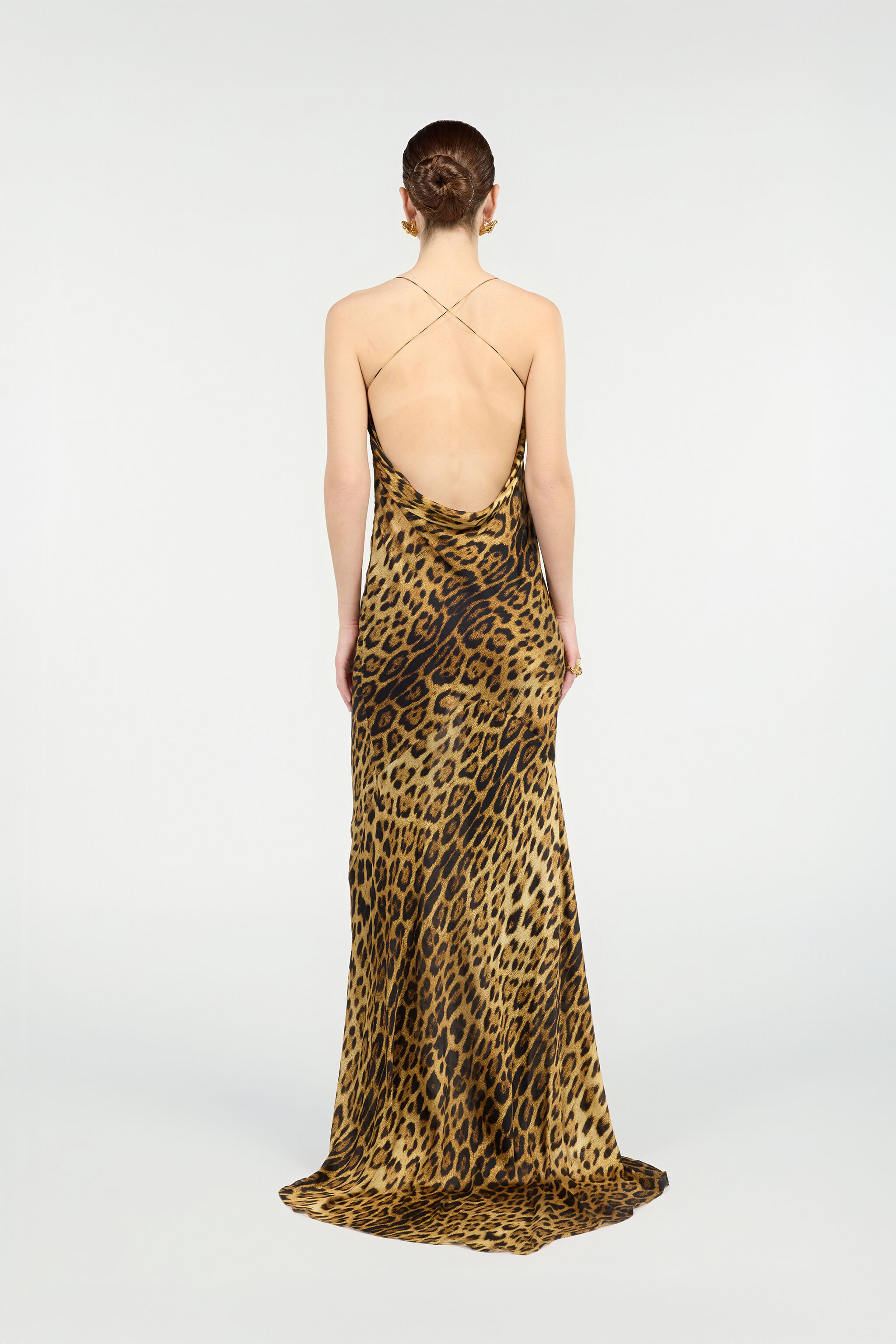 Long Silk Dress With Jaguar Skin Print - 4