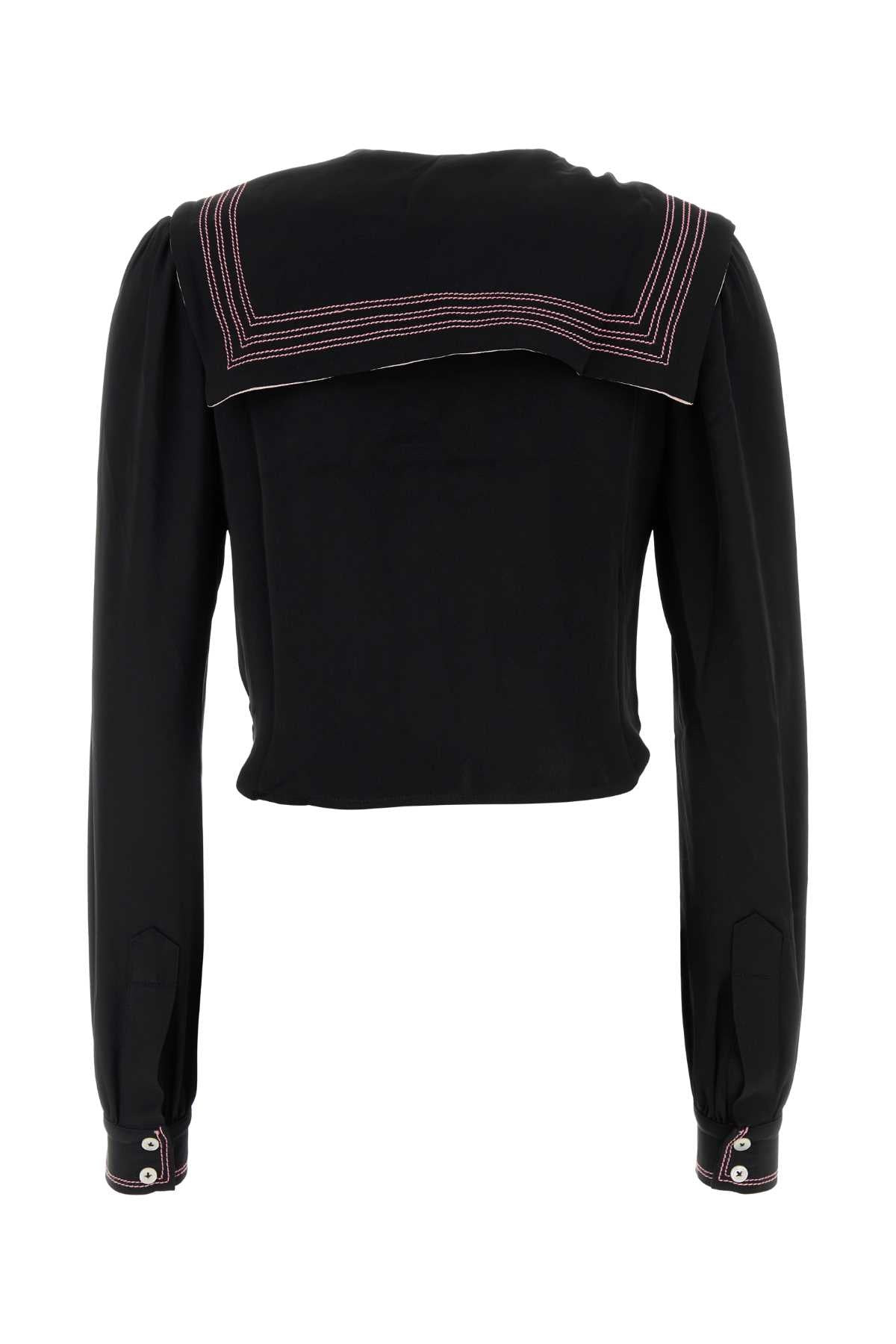 Bode Women Black Silk Seafarer Shirt - 2