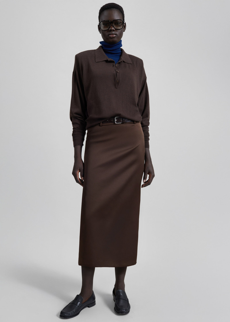 Alrose Satin Midi Skirt - Brown 5