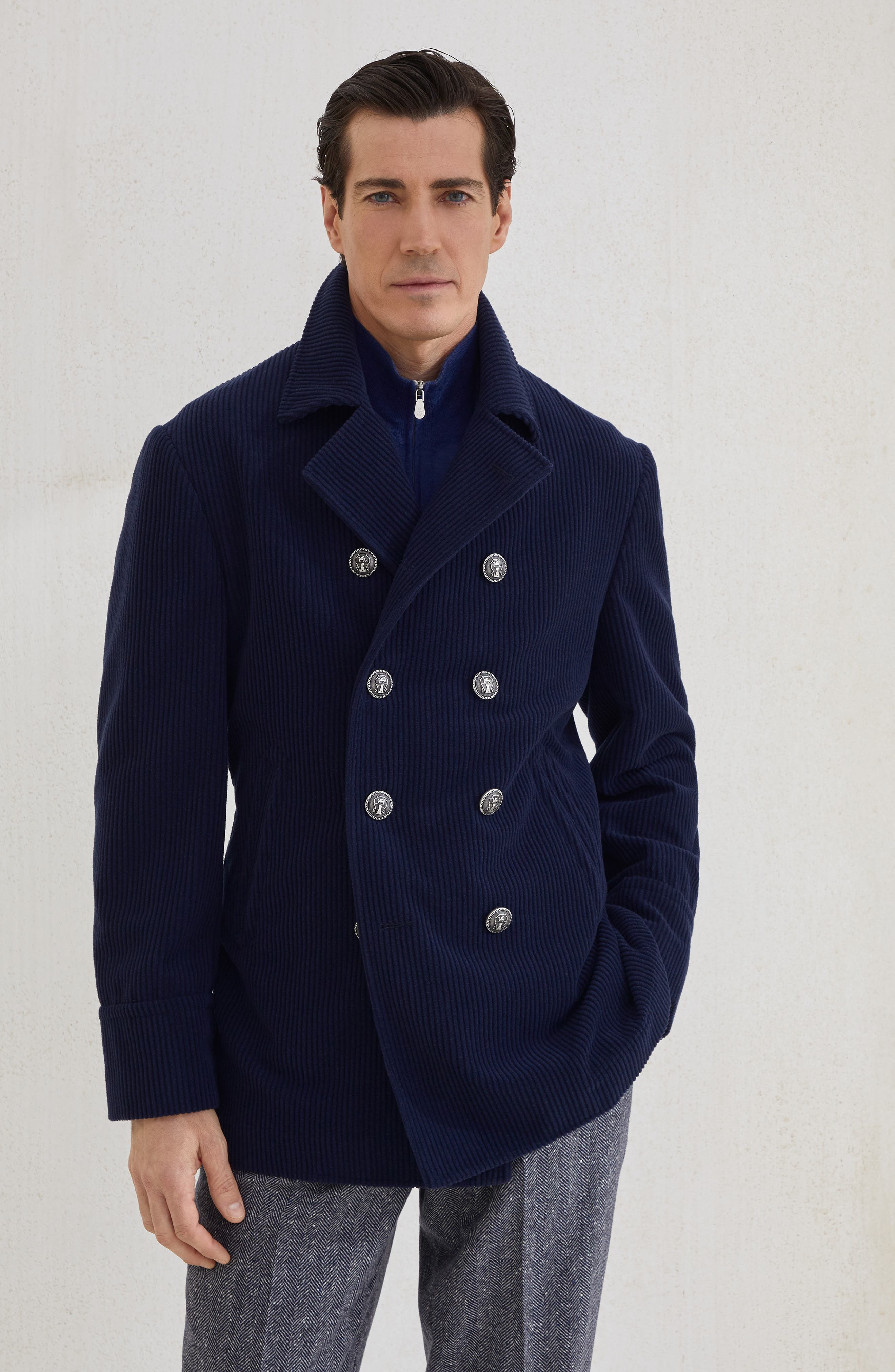 Brunello Cucinelli Corduroy Caban jacket in Blue at Nordstrom - 2