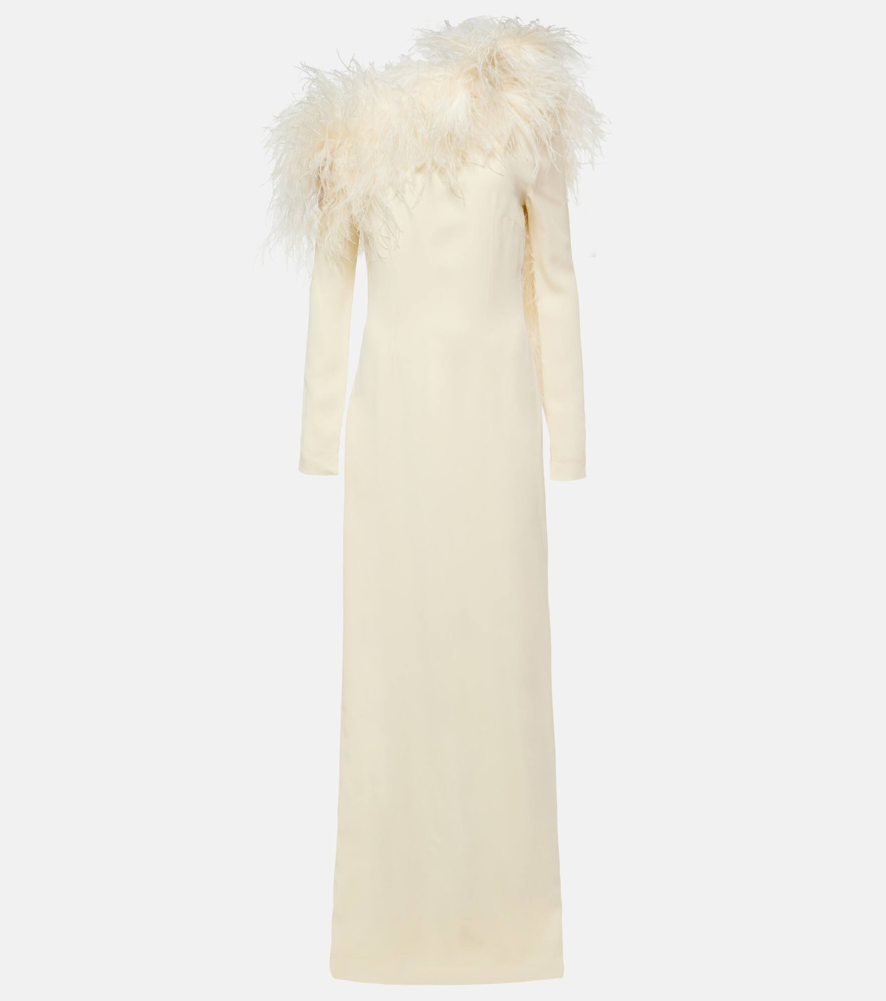Garbo feather-trimmed crêpe gown - 1