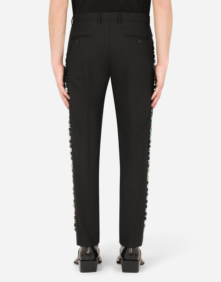 Stretch wool pants with crystal embellishment - 2