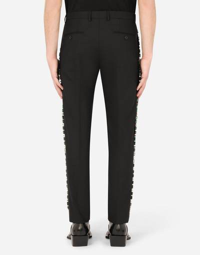 Dolce & Gabbana Stretch wool pants with crystal embellishment outlook