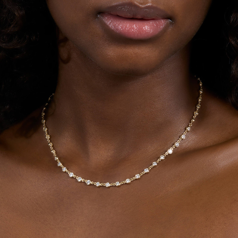 STONE AND STRAND LAB-Created Linked Up Tennis Necklace outlook