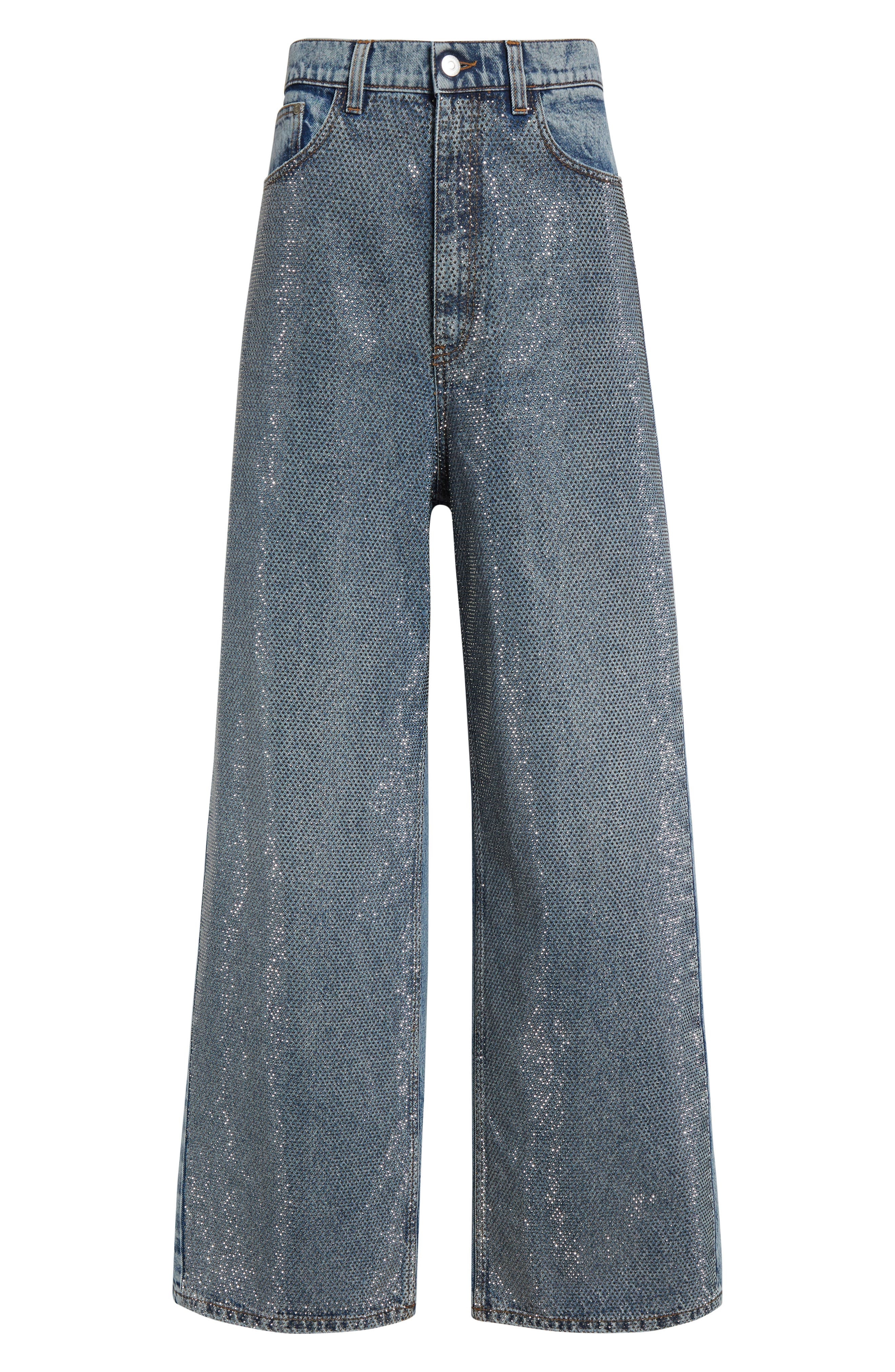 Stella McCartney Hotfix Wide Leg Jeans in Vintage Blue Denim at Nordstrom - 6