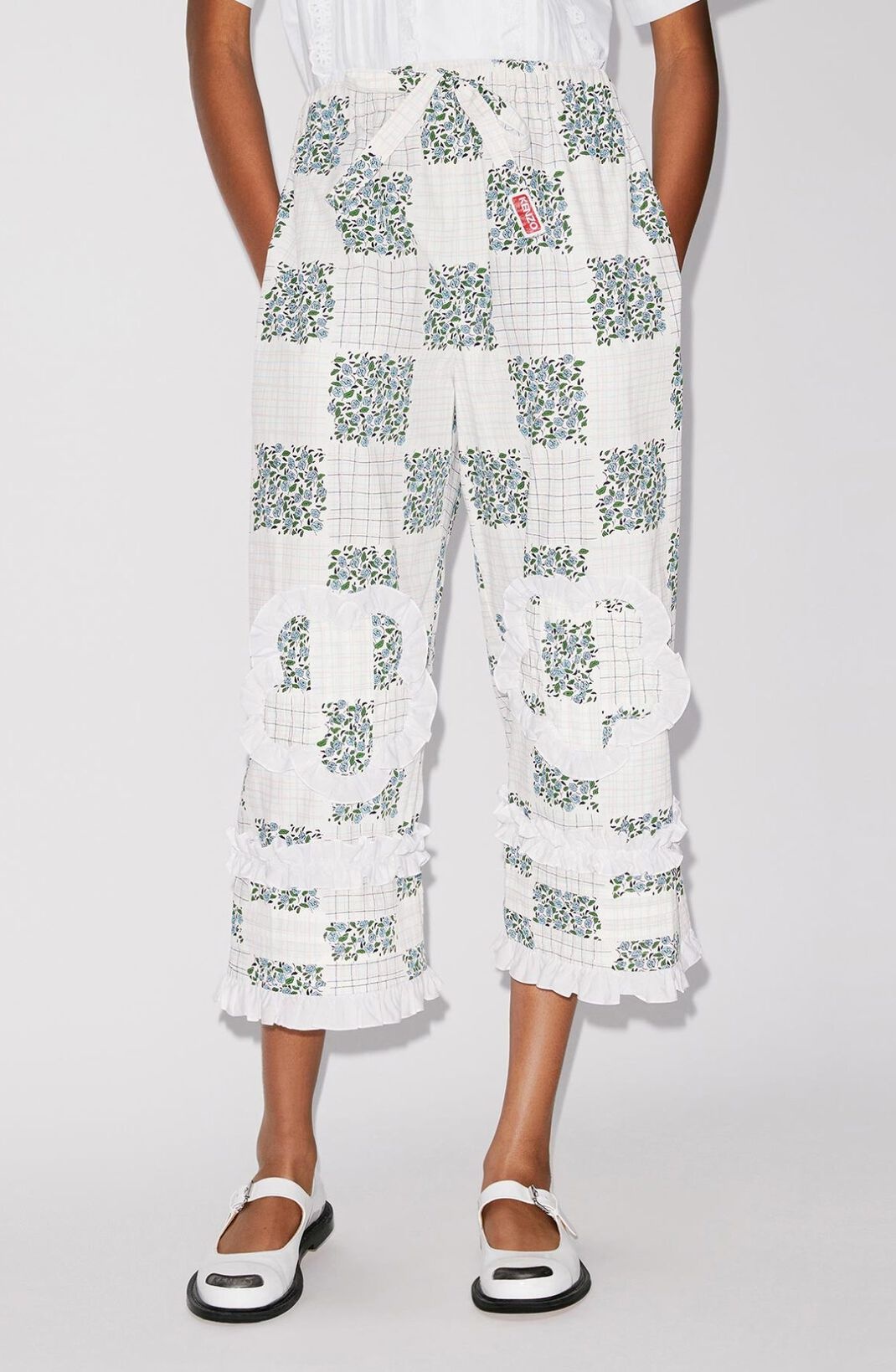 'Patchwork' cropped ruffle trousers - 4