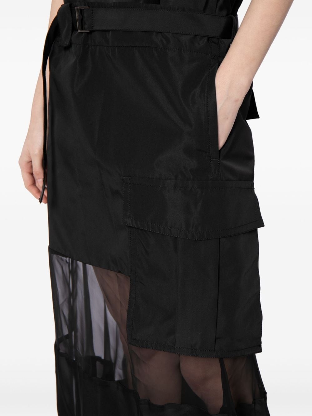 sheer-panelled belted dress - 5