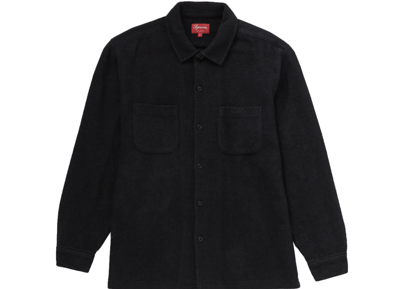 Supreme Brushed Flannel Twill Shirt Black - 1