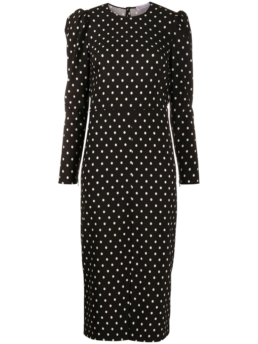 polka dotted long-sleeved dress - 1